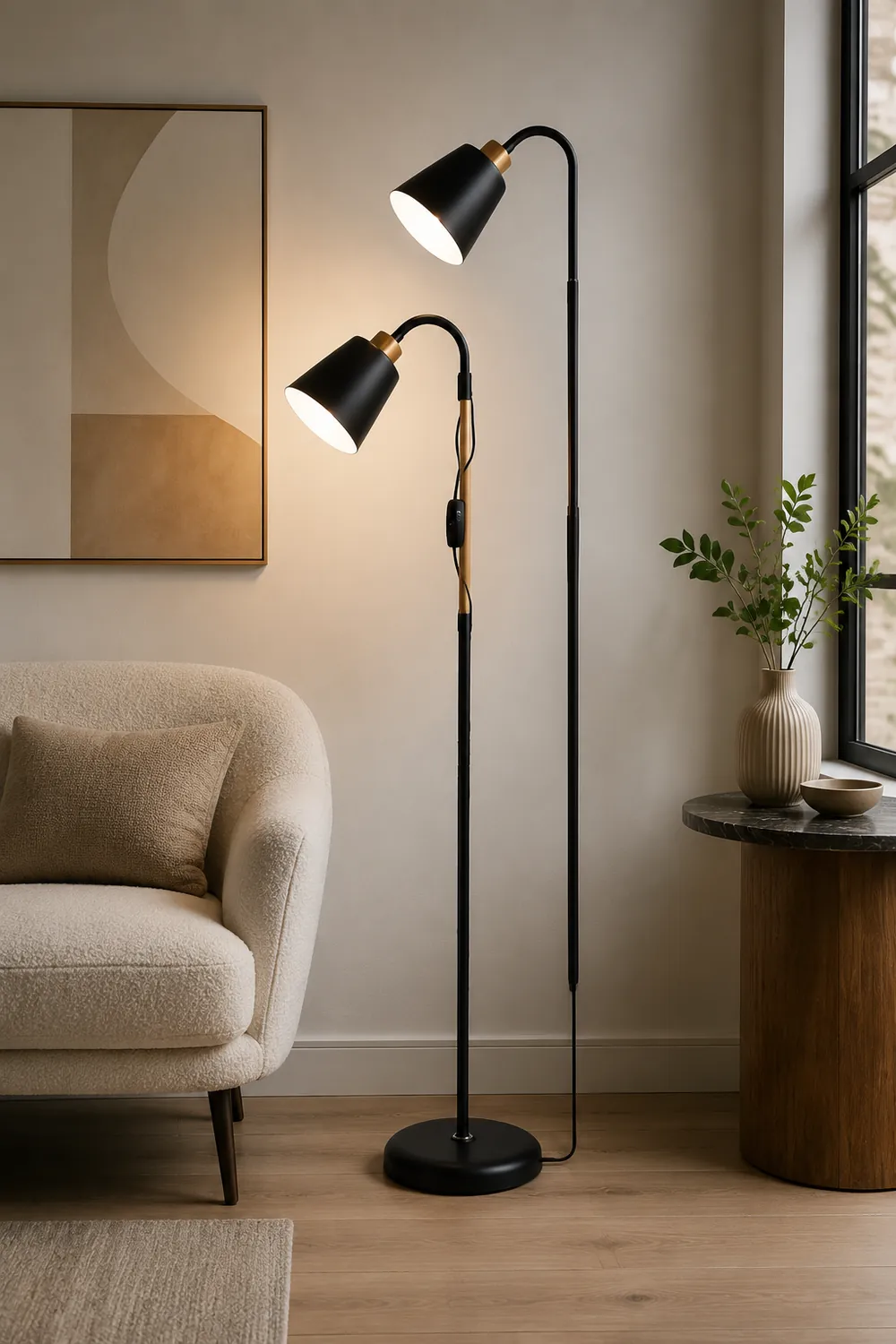 Eryn Schwarze Stehleuchte, Metall, 1/2-flammig, 120CM Lang - Lumpaz