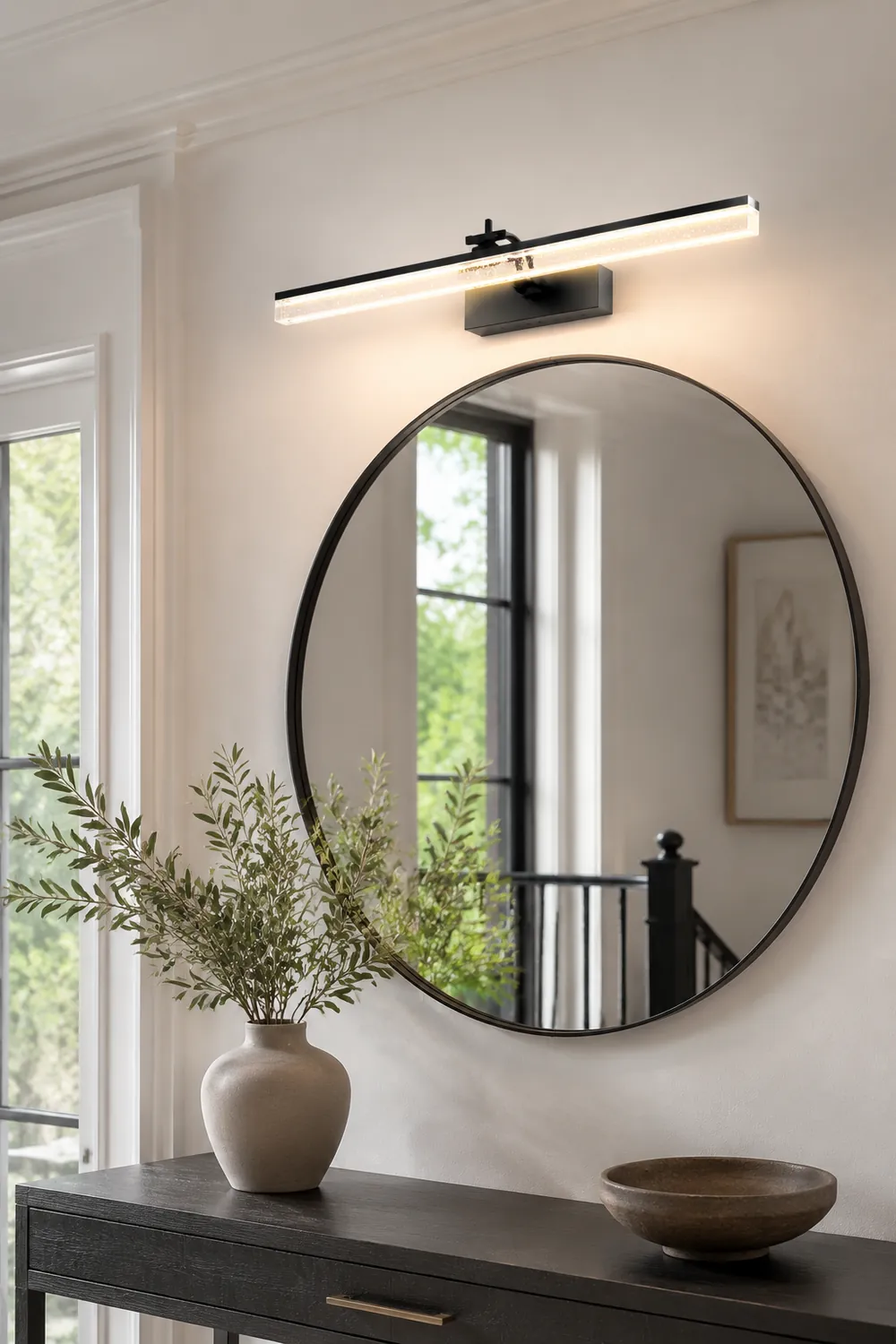 Edge Transparente Lineare Spiegelfront Waschtisch-Wandleuchte, Metall & Acryl, L40/60/80CM - Lumpaz