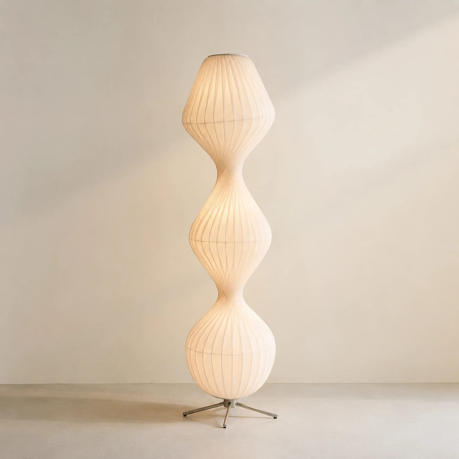 Renée 2/3 Schichten Stehleuchte, Künstlich Stoff & Metall, 109/160CM Lang - Lumpaz