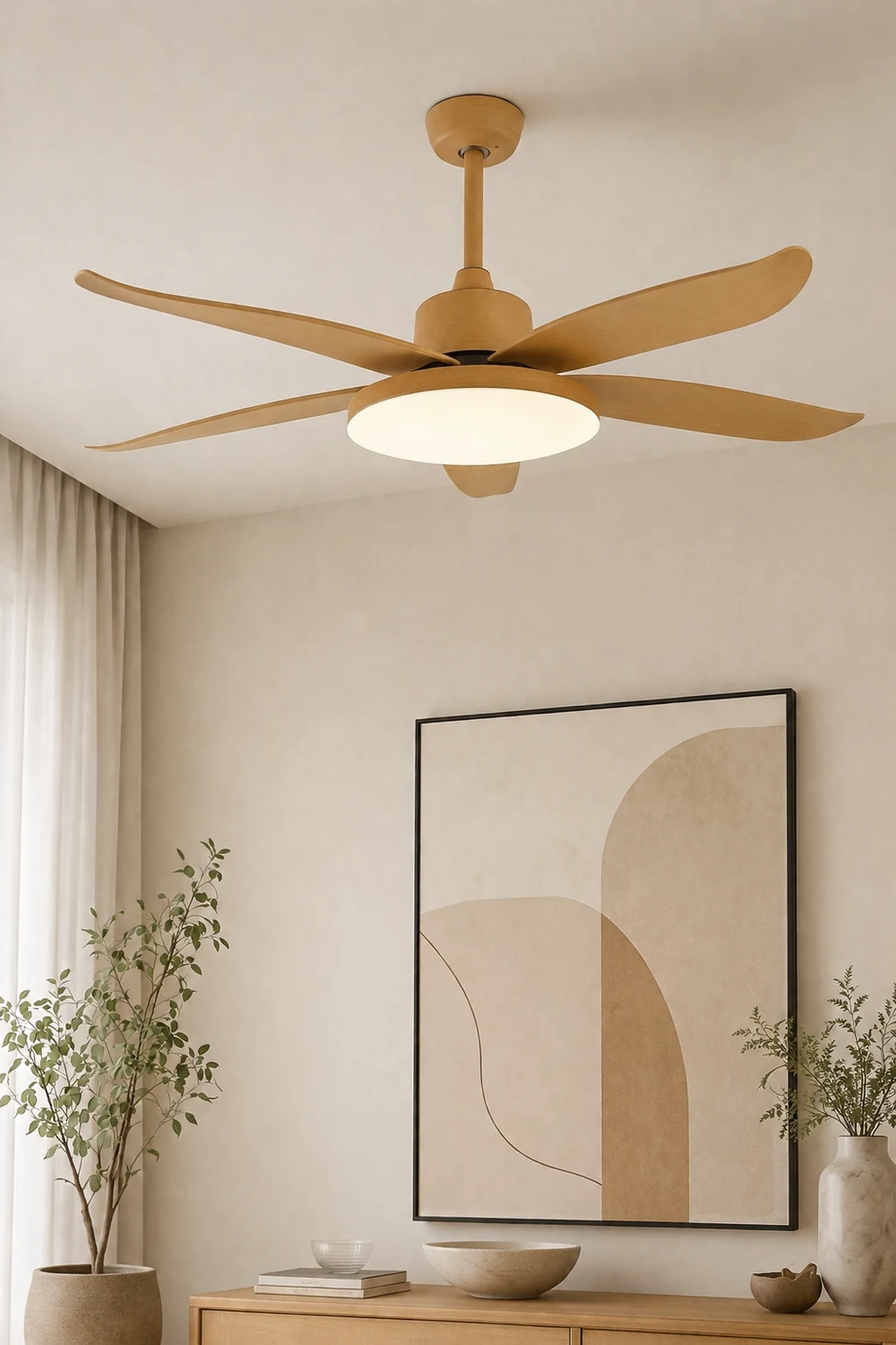 Haydn 5 Blätter Deckenventilator mit Beleuchtung, Metall & Acryl, ∅100/120CM - Lumpaz
