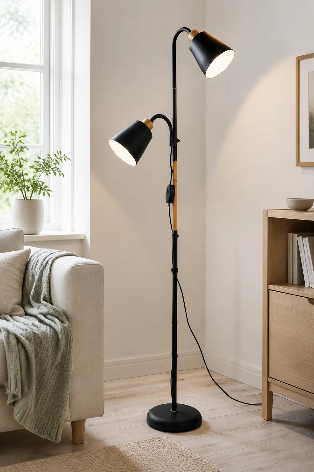 Eryn Schwarze Stehleuchte, Metall, 1/2-flammig, 120CM Lang - Lumpaz