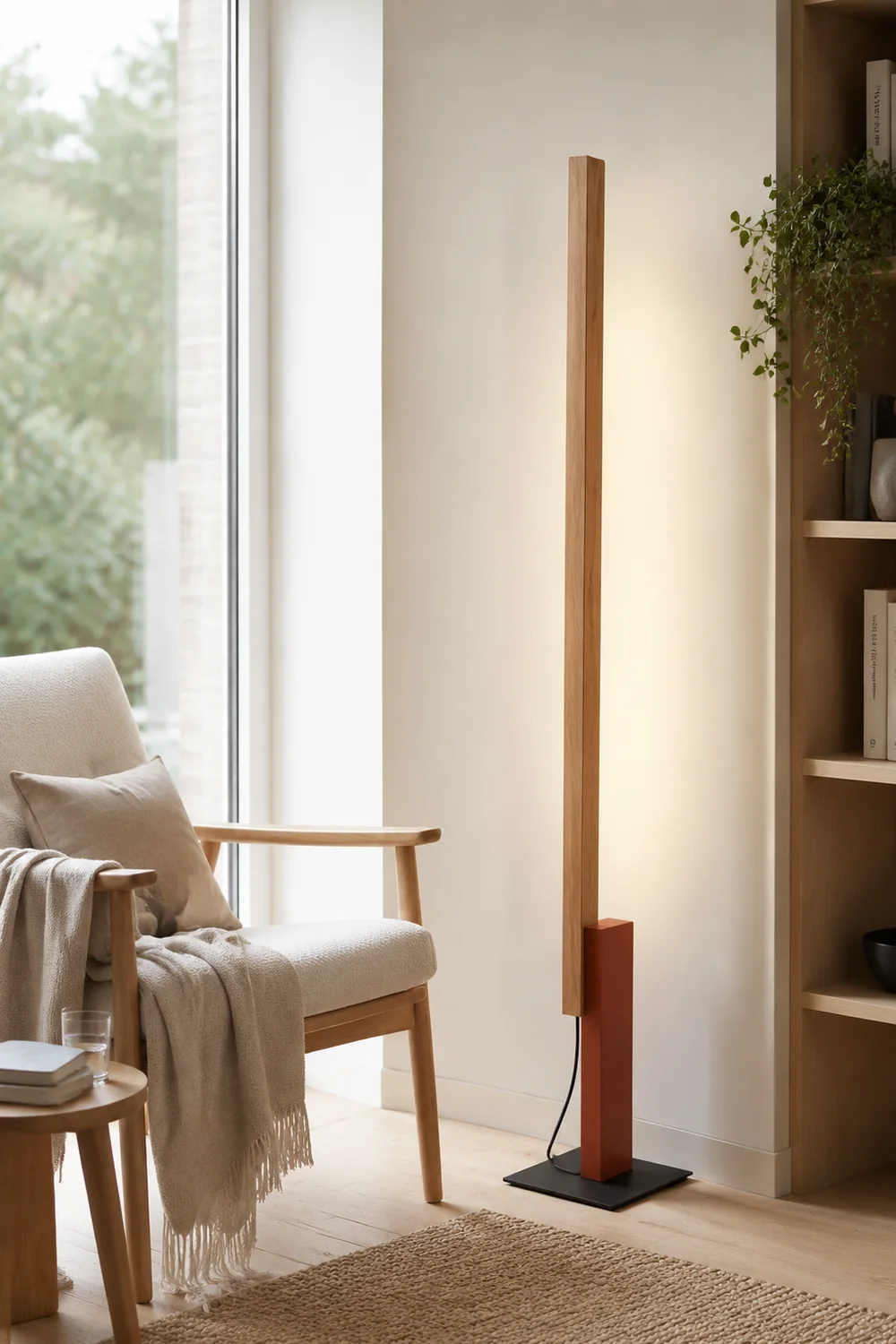 Edge Minimalistisch Lineare Stehleuchte, Holz & Metall, 4 Farben - Lumpaz