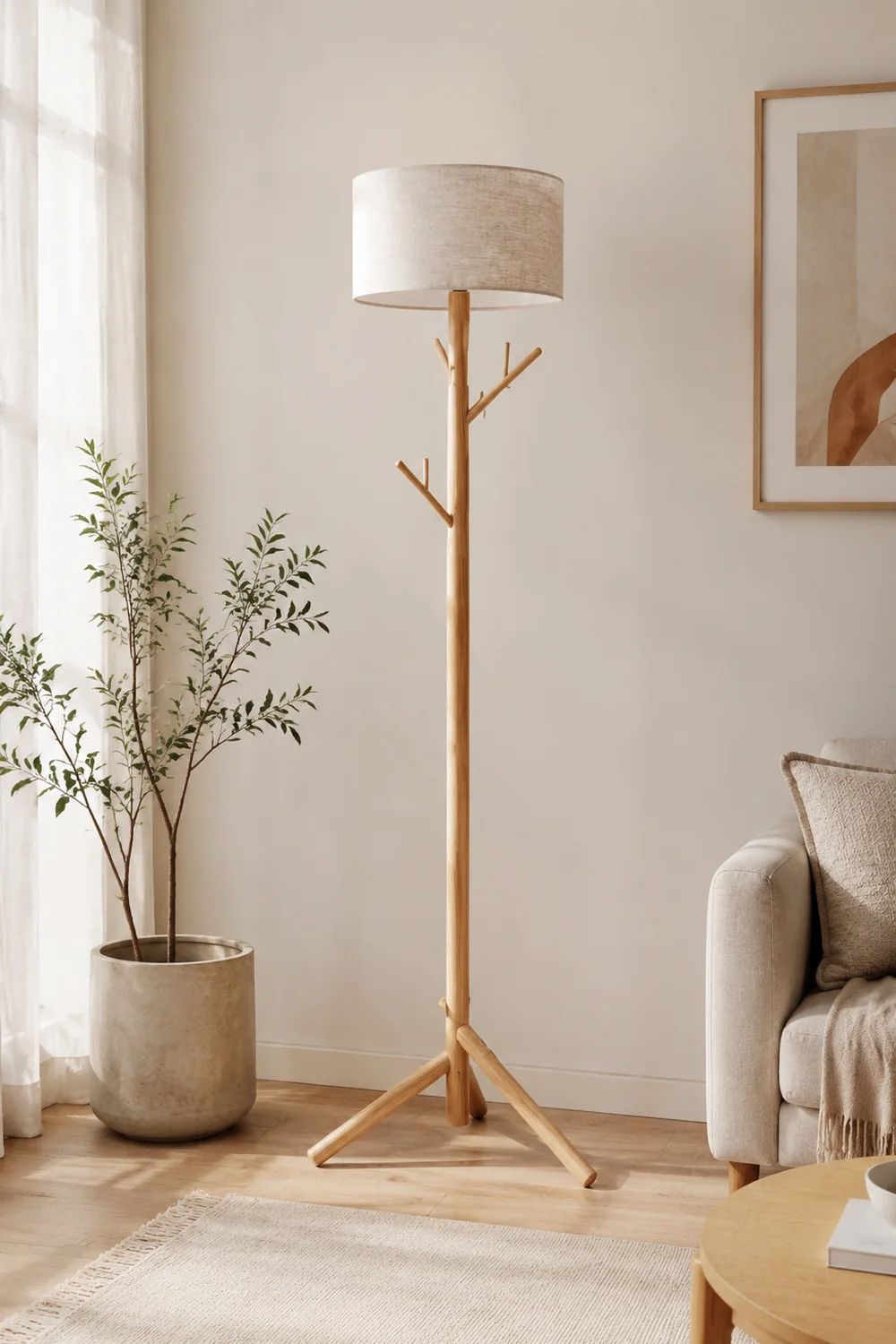 Muto Stehleuchte, Textil & Holz, 175CM Lang - Lumpaz