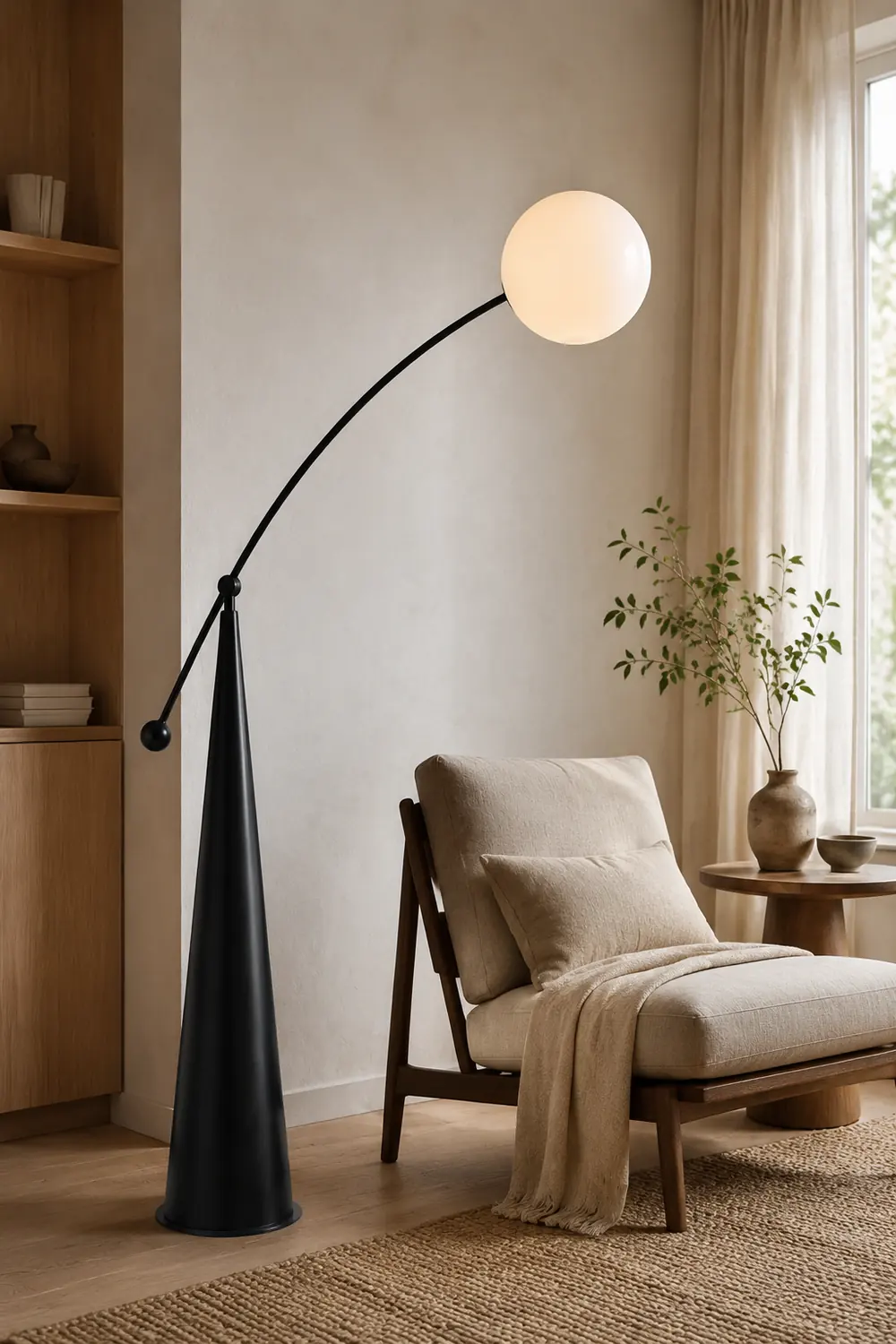 Valentina Bogen Blase Stehleuchte, Milchglas, 152/175CM Lang - Lumpaz