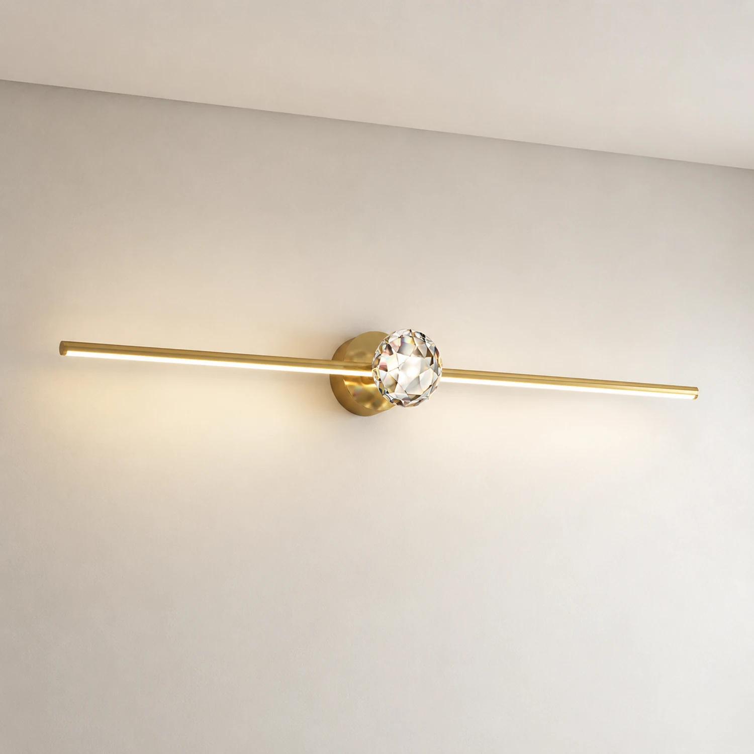Kristy Linear Spiegelfront Waschtisch-Wandleuchte, Metall & Kristall, 60/80/100CM Lang - Lumpaz
