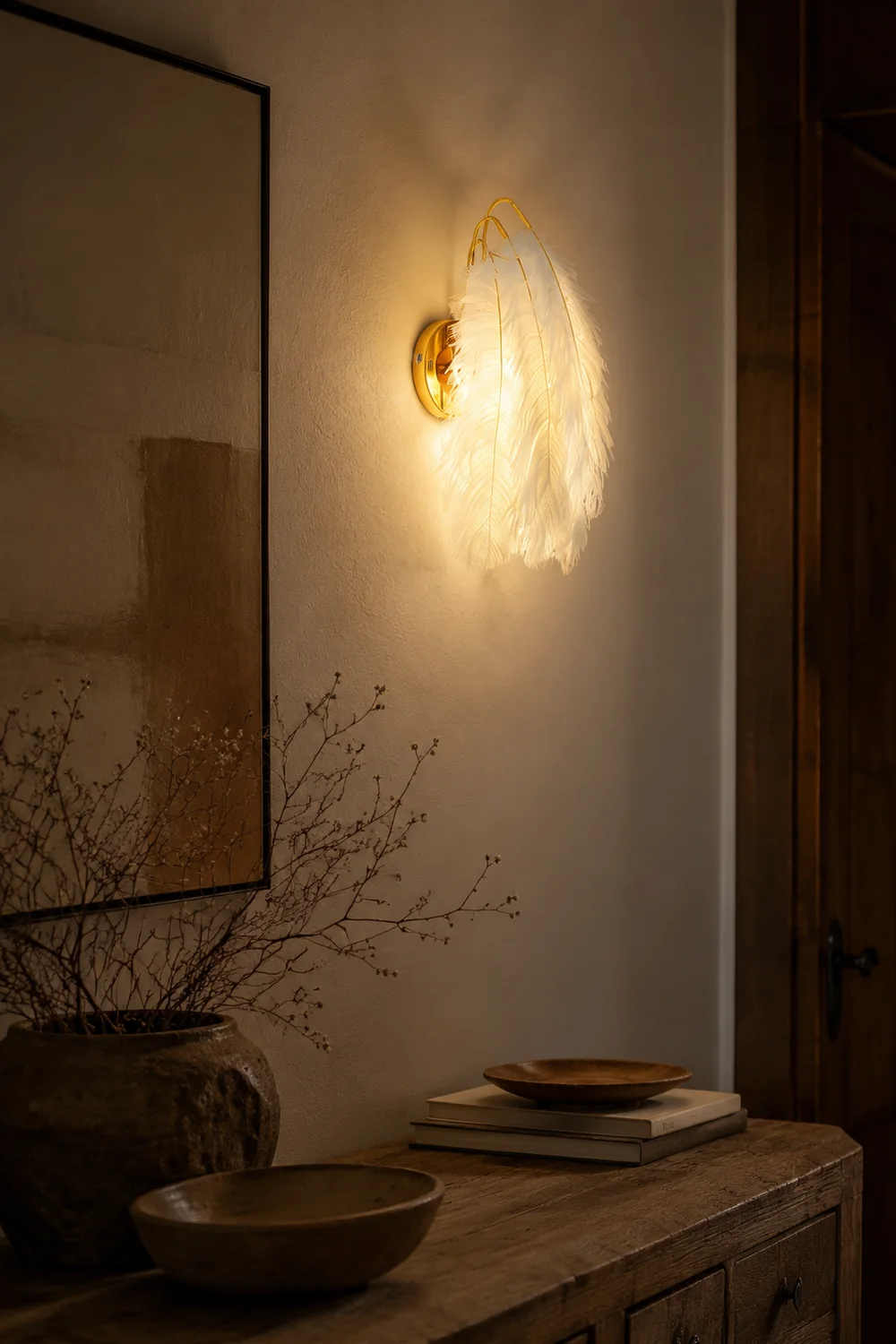 O'Moore Feder Wandleuchte, 38CM Lang - Lumpaz