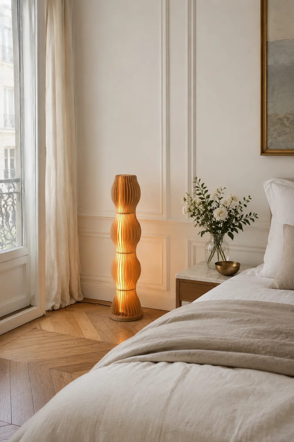 Ozawa Stehleuchte, Textil & Holz, 95CM Lang - Lumpaz