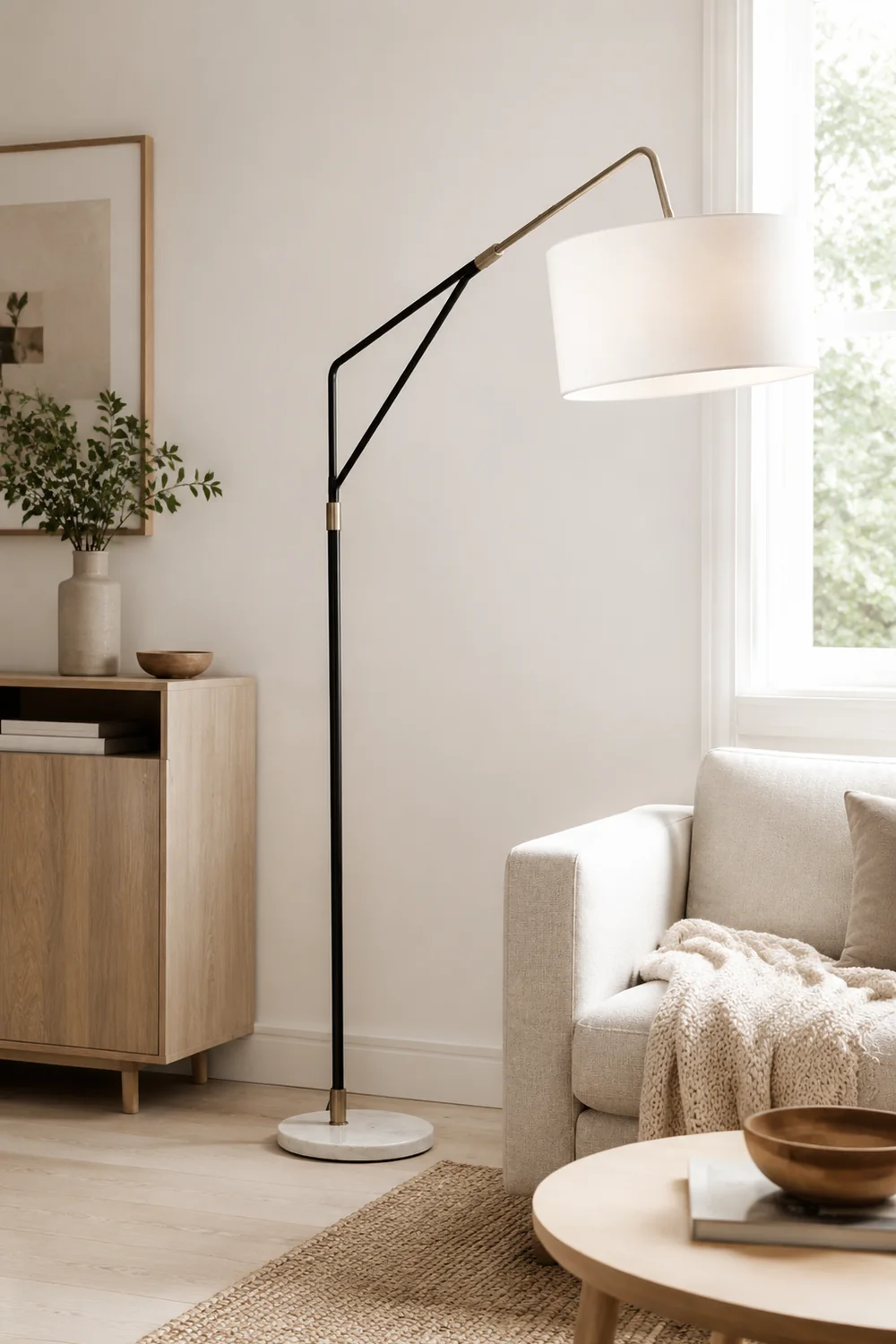 Eryn Elementar Stehleuchte, Metall & Textil, 180CM Lang - Lumpaz