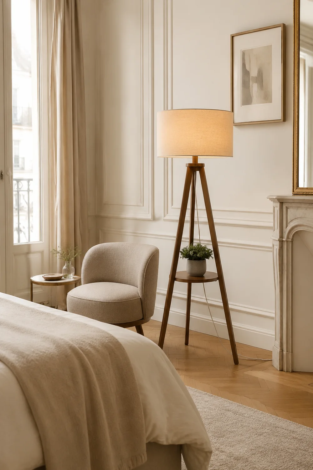 Ozawa Stehleuchte, Holz & Textil, 152CM Lang - Lumpaz