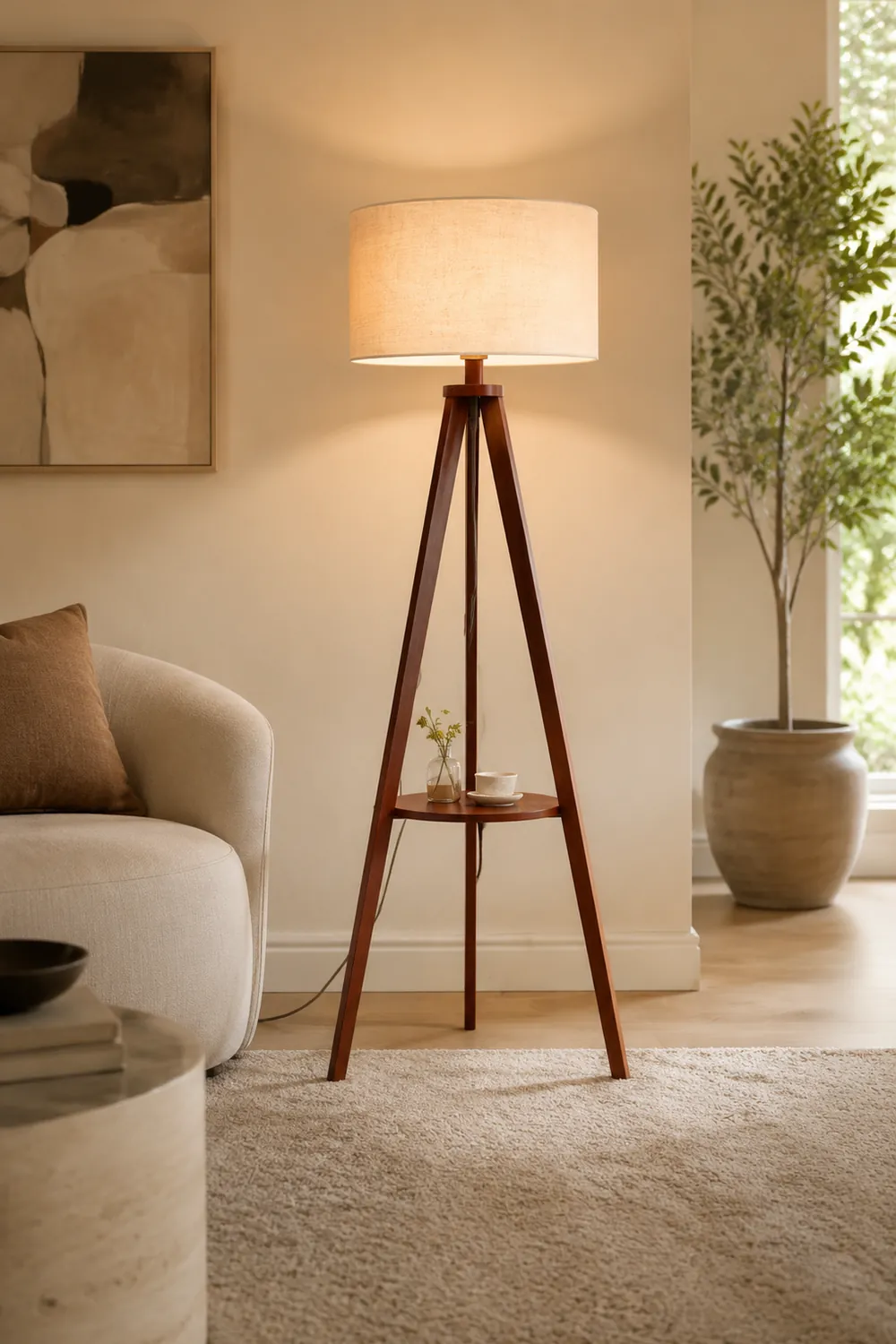 Ozawa Stehleuchte, Holz & Textil, 152CM Lang - Lumpaz