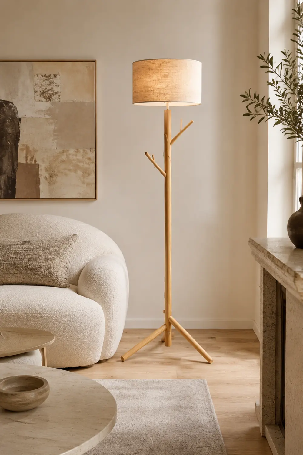 Muto Stehleuchte, Textil & Holz, 175CM Lang - Lumpaz