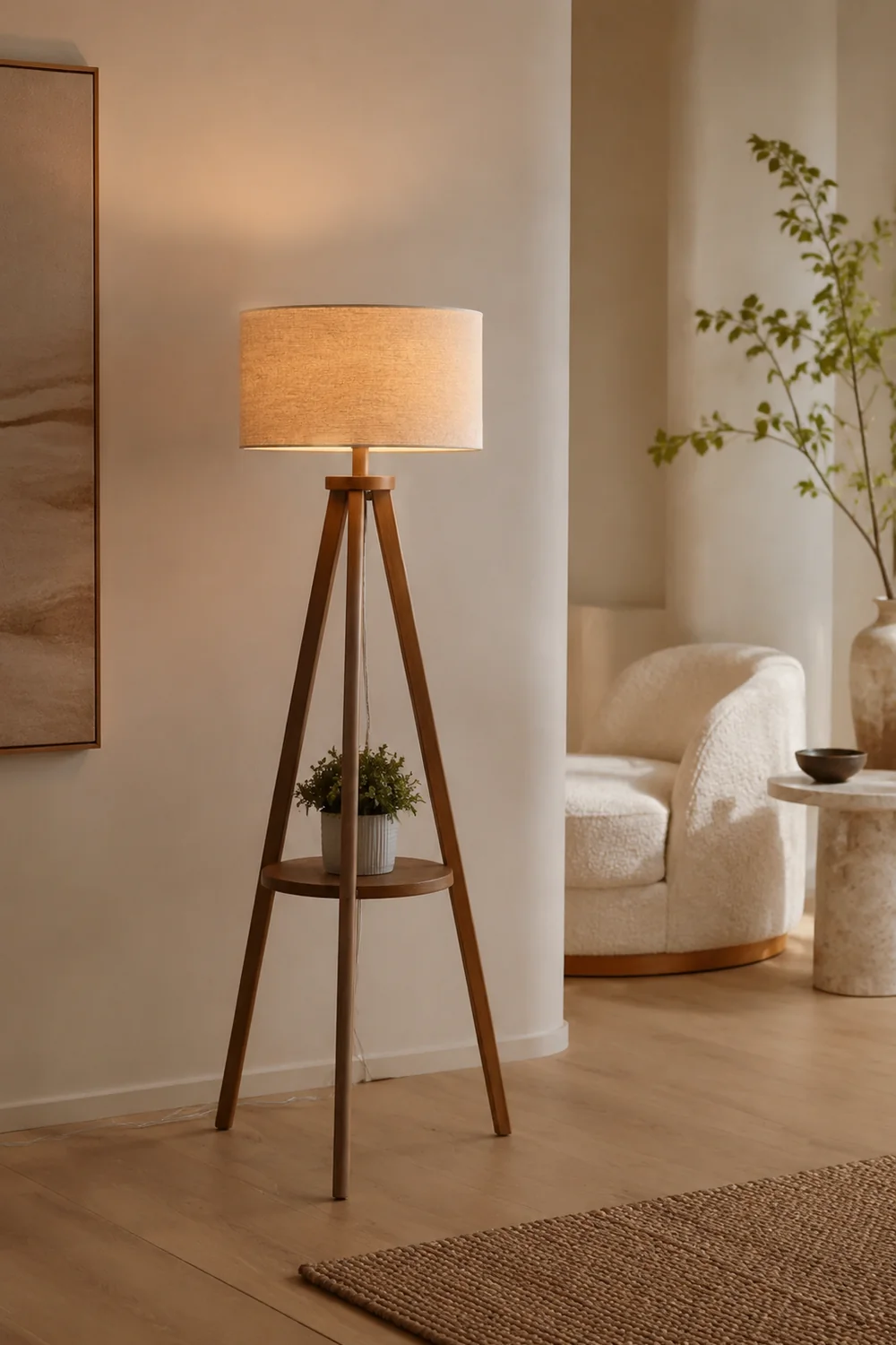 Ozawa Stehleuchte, Holz & Textil, 152CM Lang - Lumpaz