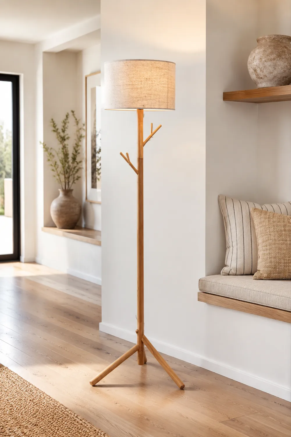 Muto Stehleuchte, Textil & Holz, 175CM Lang - Lumpaz