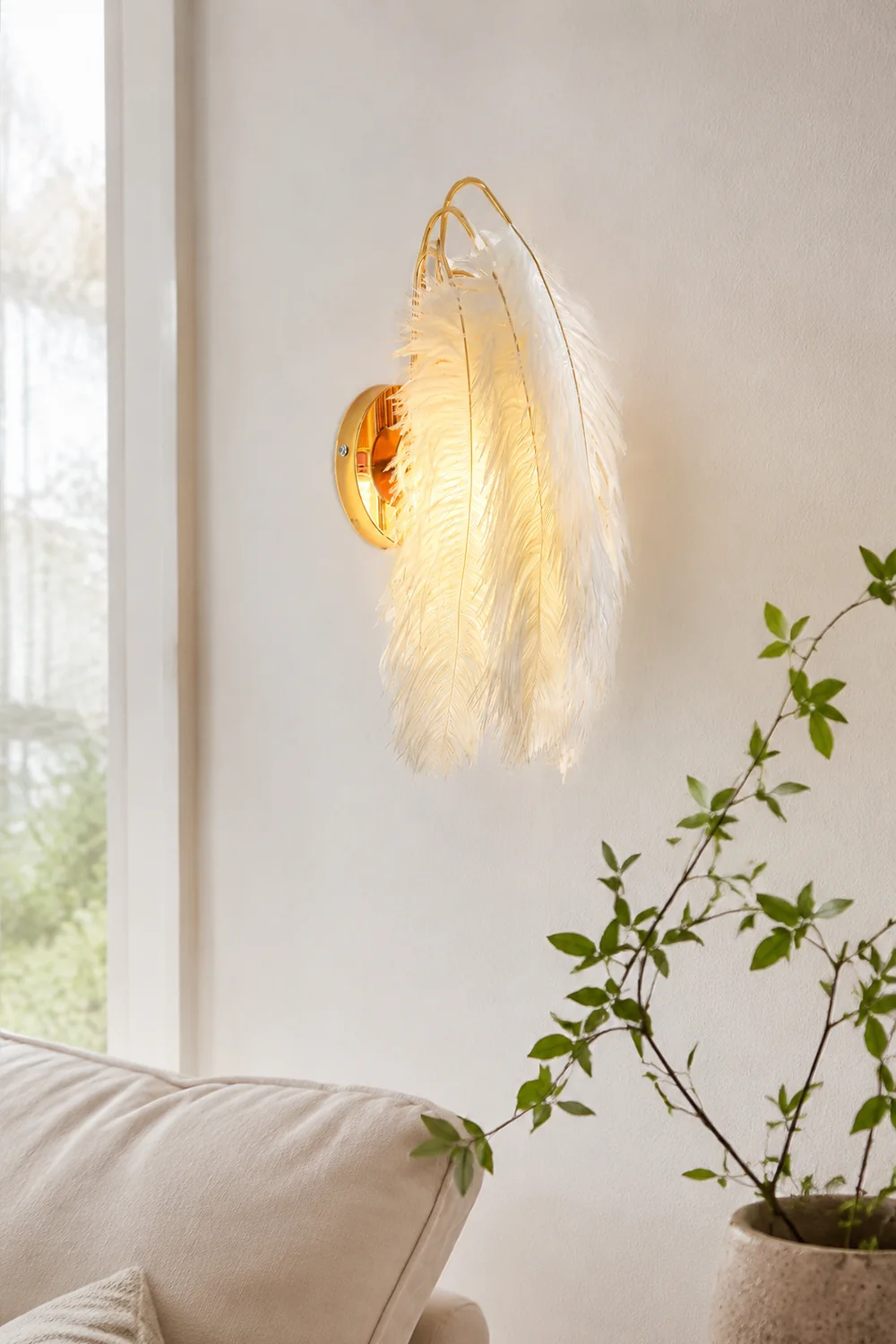 O'Moore Feder Wandleuchte, 38CM Lang - Lumpaz
