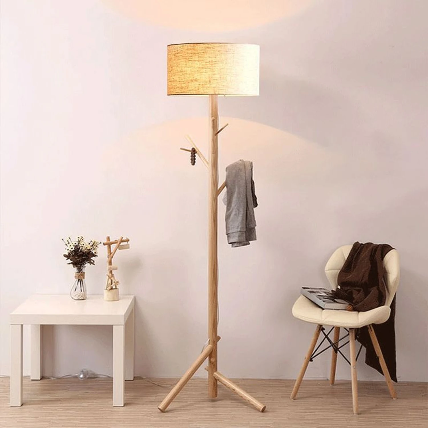 Muto Stehleuchte, Textil & Holz, 175CM Lang - Lumpaz