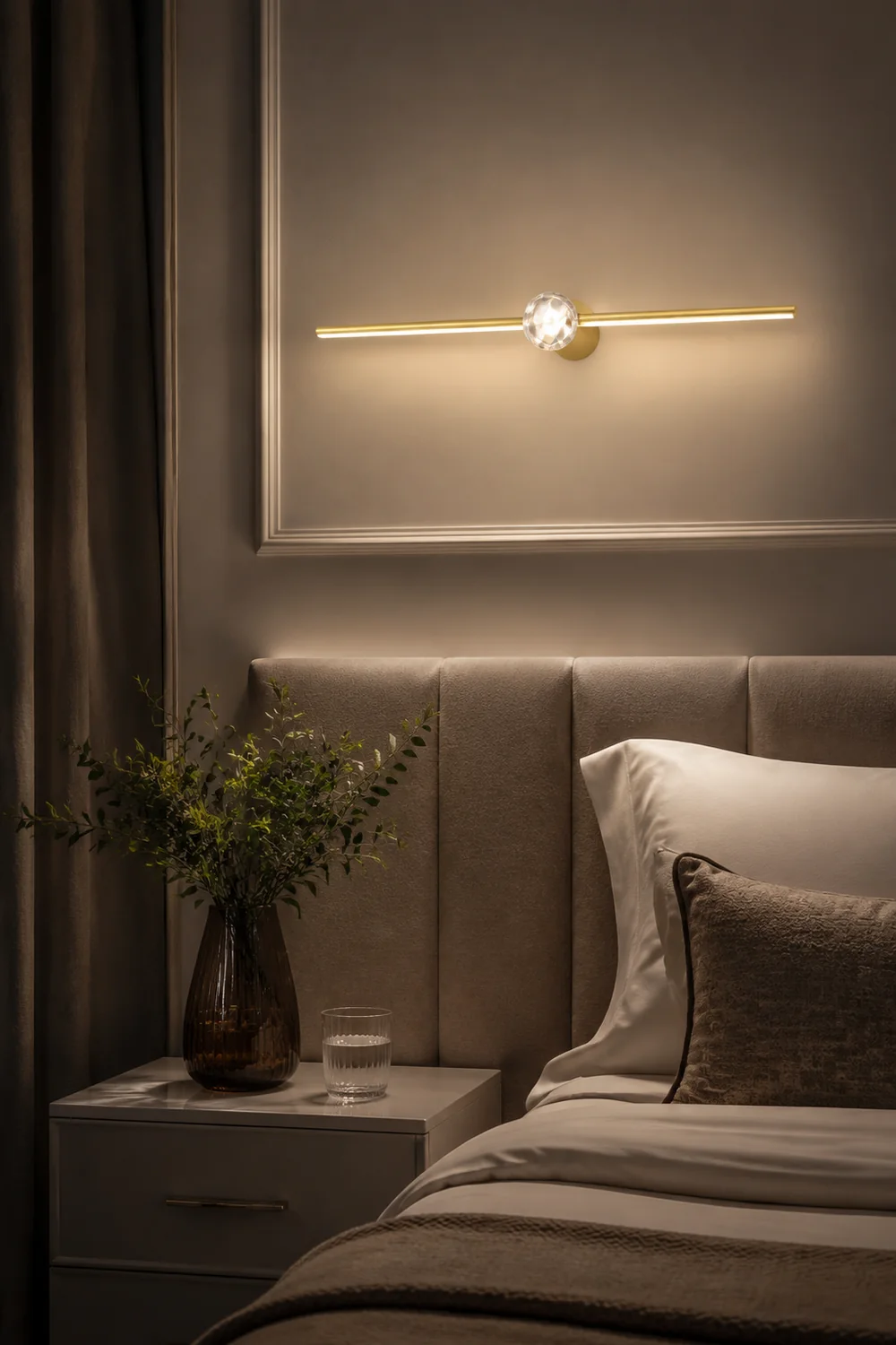 Kristy Linear Spiegelfront Waschtisch-Wandleuchte, Metall & Kristall, 60/80/100CM Lang - Lumpaz