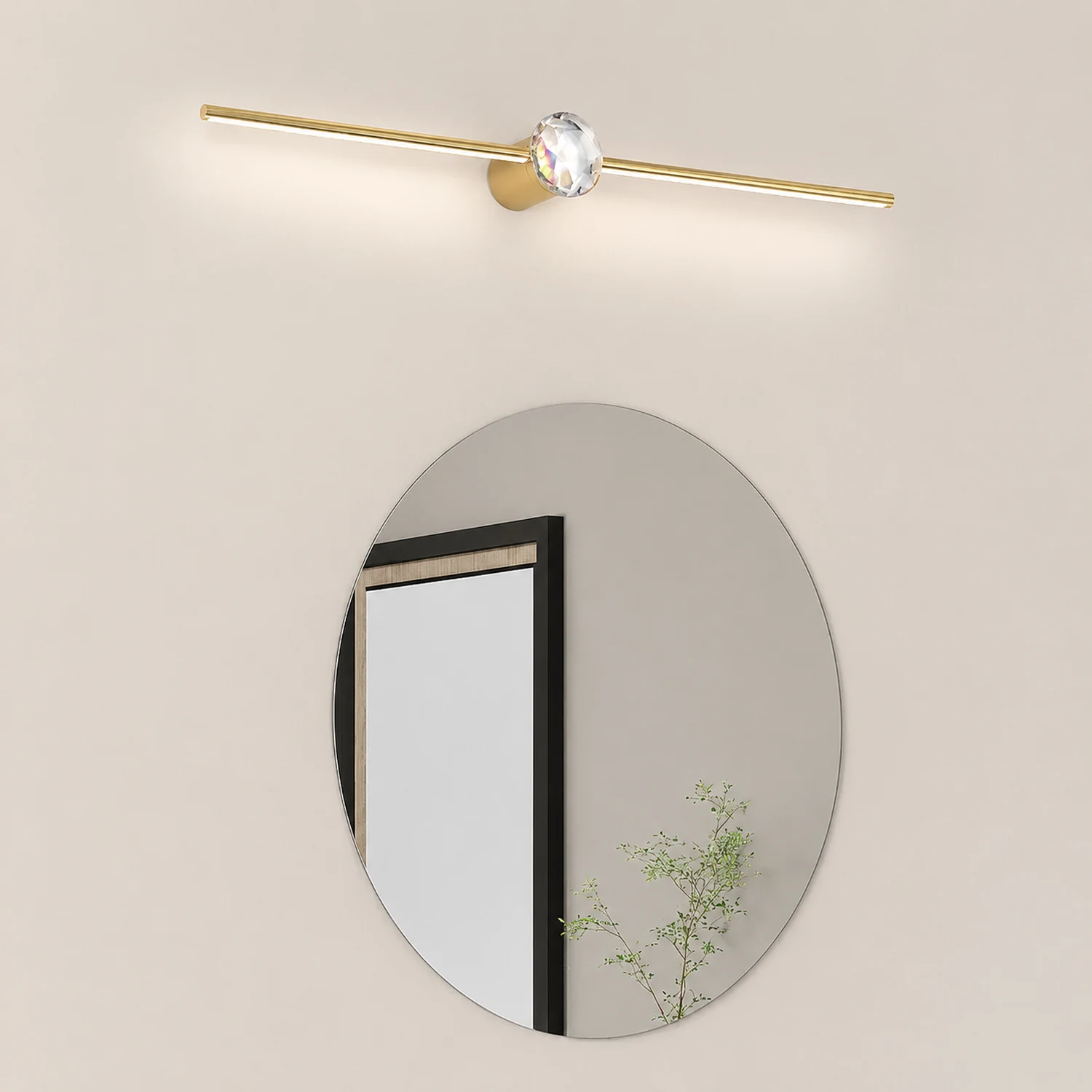 Kristy Linear Spiegelfront Waschtisch-Wandleuchte, Metall & Kristall, 60/80/100CM Lang - Lumpaz