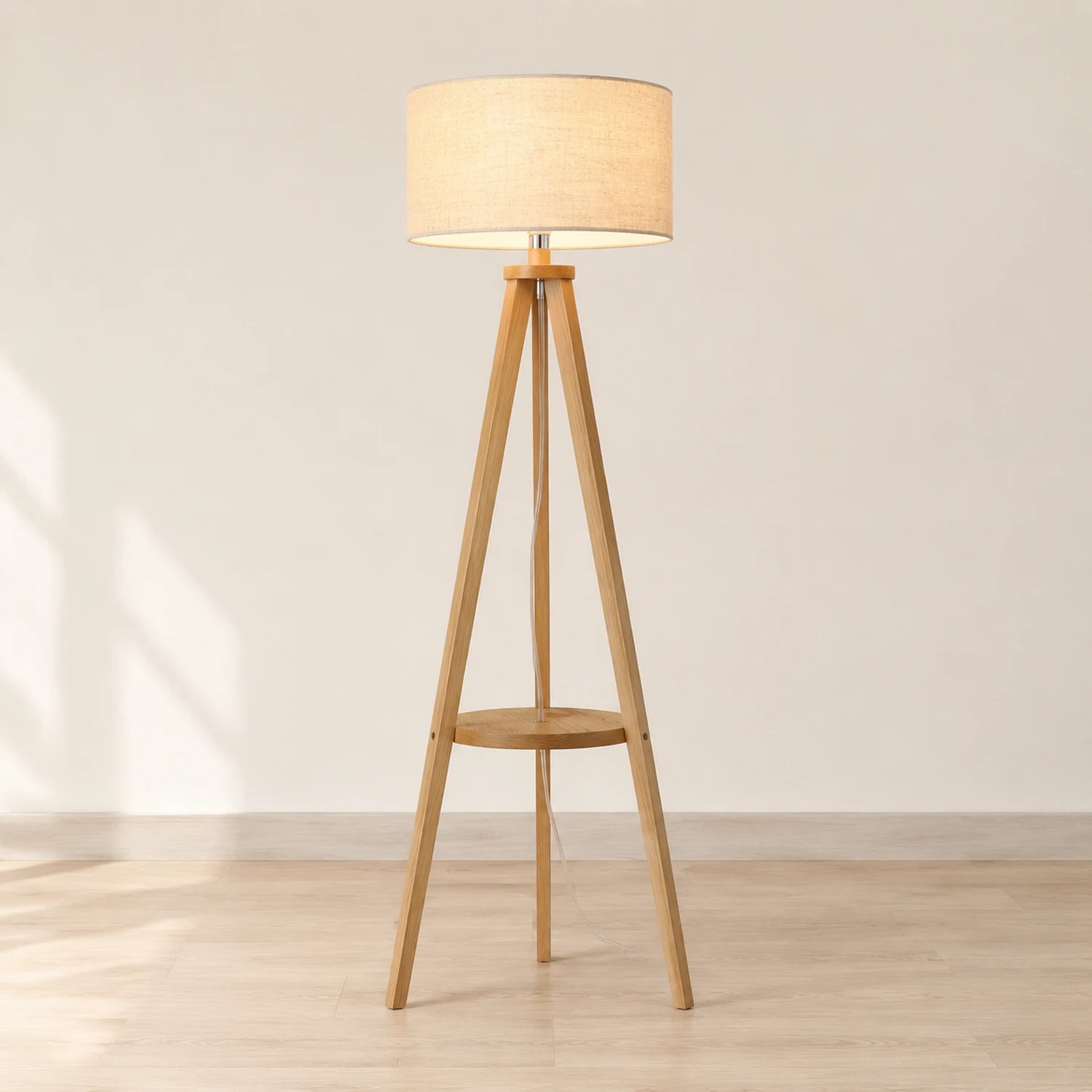 Ozawa Stehleuchte, Holz & Textil, 152CM Lang - Lumpaz