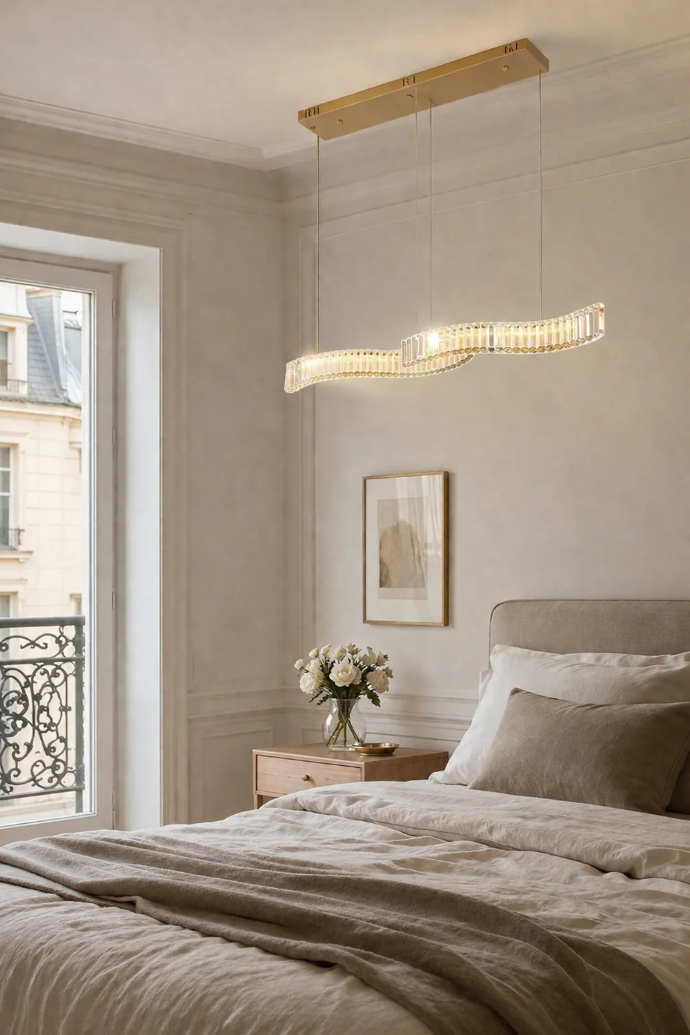 Kristy Wellenförmig Pendelleuchte, Kristall & Metall - Lumpaz