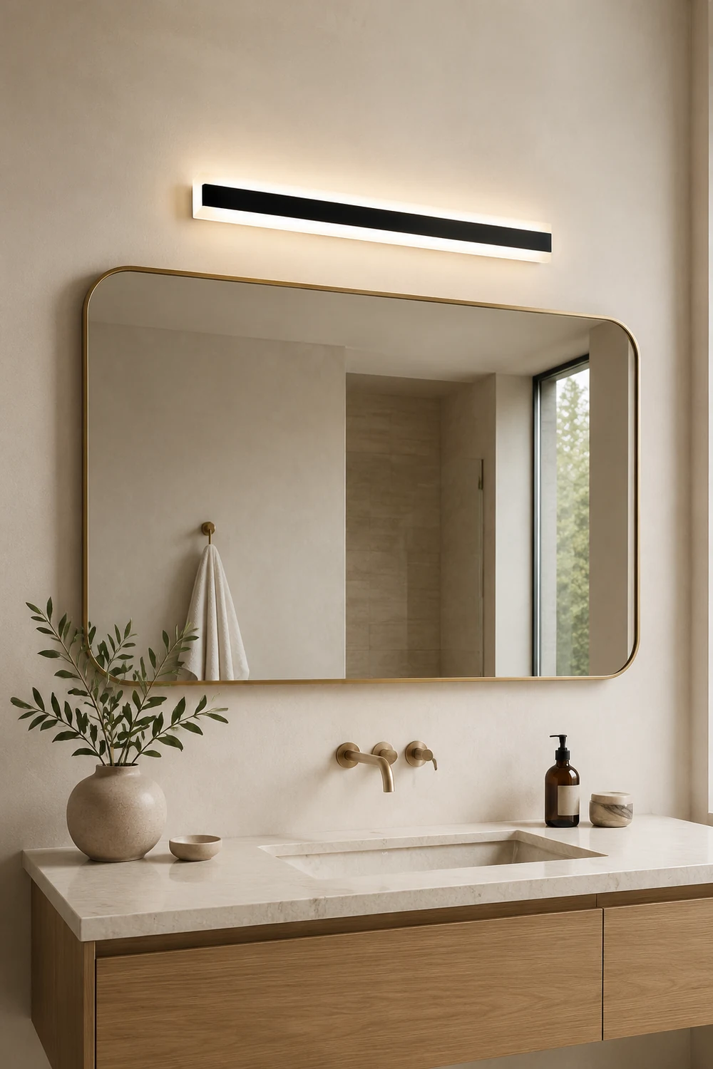 Edge Minimalist Linear Spiegelfront Waschtisch-Wandleuchte, L30/40/60/80/100CM - Lumpaz