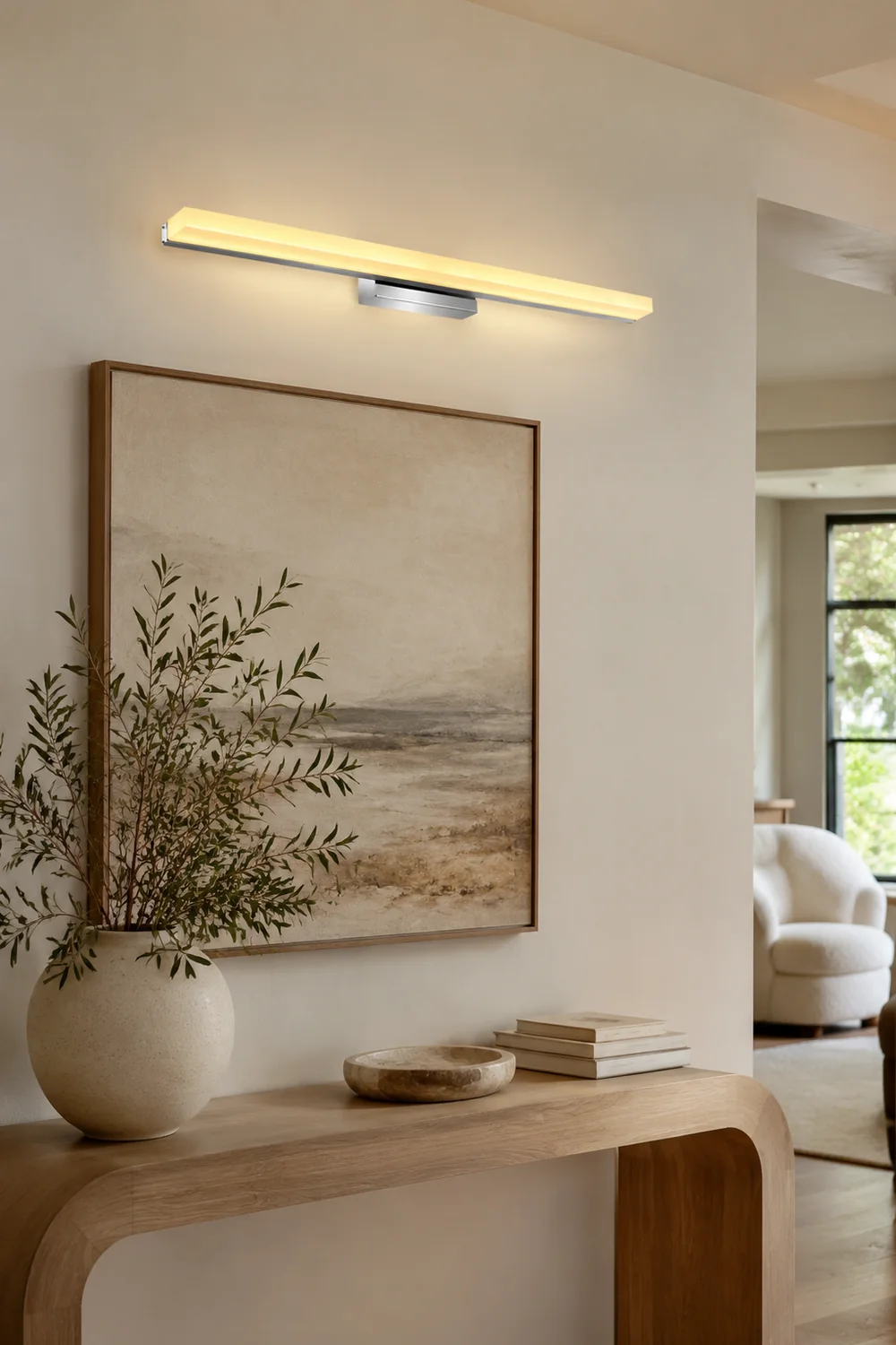 Leigh Grundlegende Rechteckige Spiegelfront Waschtisch-Wandleuchte, Metall & Acryl, L40/60/80/100CM - Lumpaz