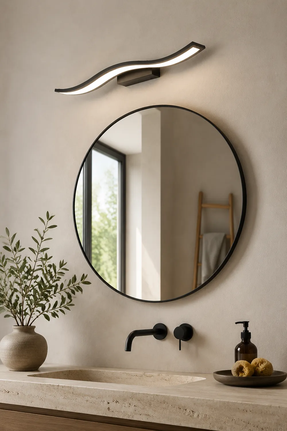 Leigh Spiegelfront Waschtisch-Wandleuchte, L 40/60/80CM - Lumpaz