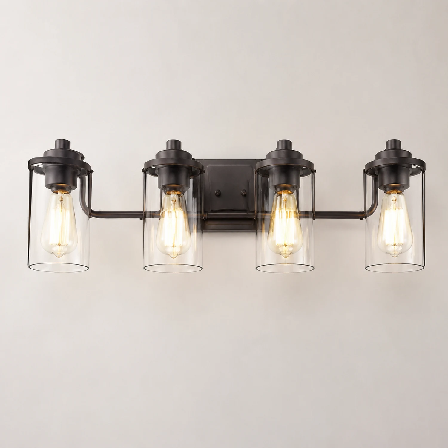 Alessio Industrieller Stil Spiegelfront Waschtisch-Wandleuchte, Metall & Glas, 3/4-flammig - Lumpaz