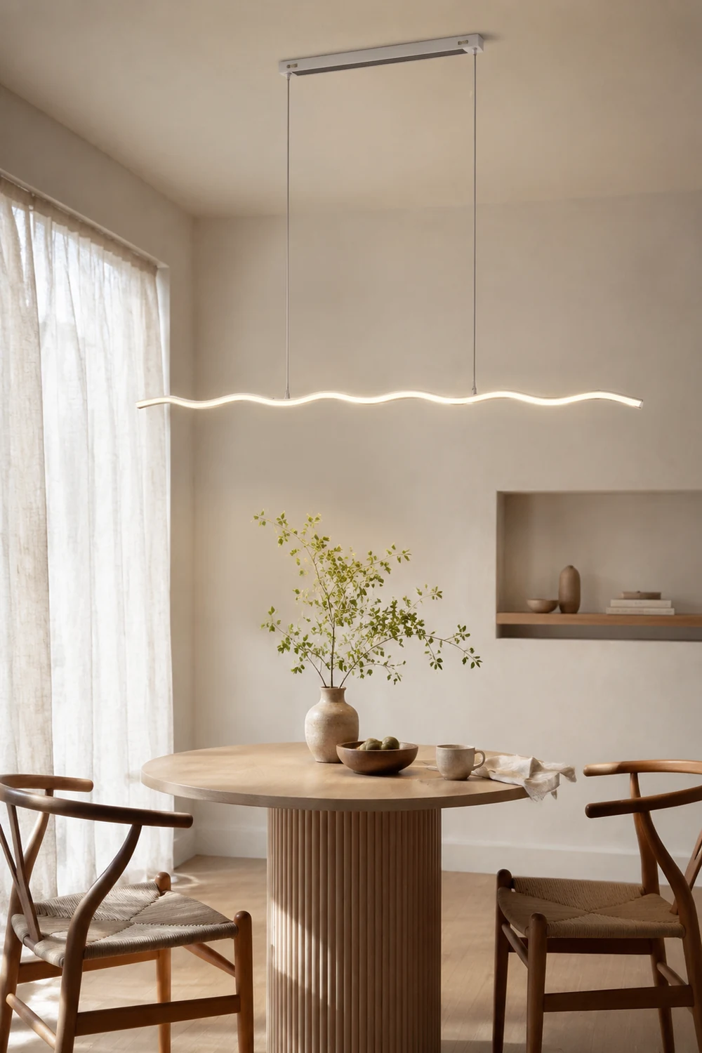 Welle Lineare Pendelleuchte, L 80/100/120CM - Lumpaz