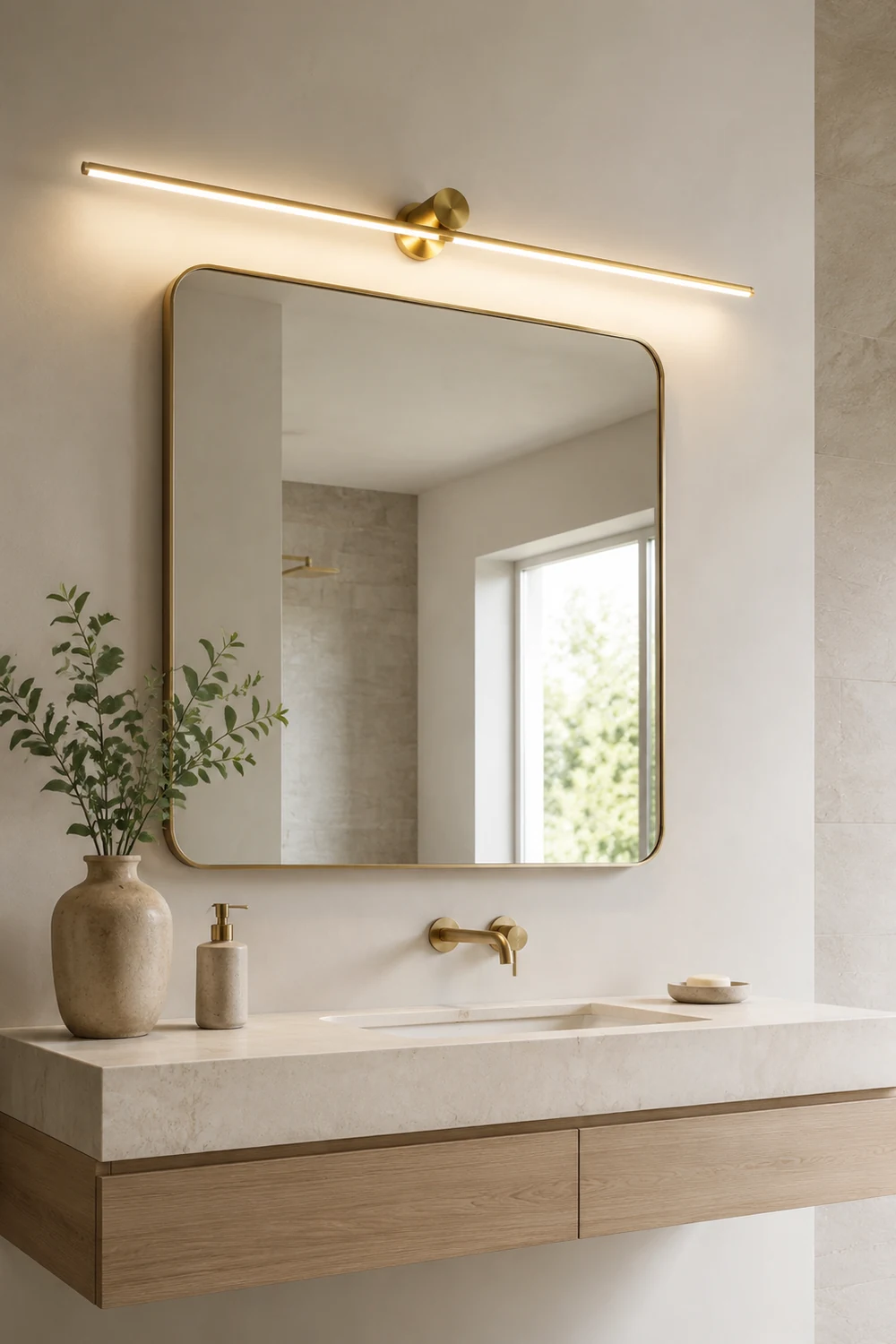 Leigh Spiegelfront Waschtisch-Wandleuchte 2 Farben, L 40/60/80/100cm - Lumpaz