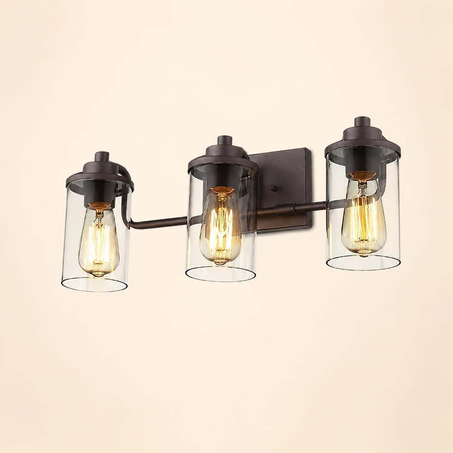 Alessio Industrieller Stil Spiegelfront Waschtisch-Wandleuchte, Metall & Glas, 3/4-flammig - Lumpaz