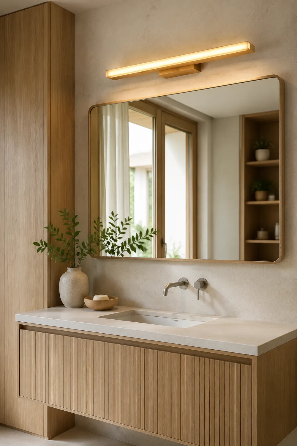 Leigh Spiegelfront Waschtisch-Wandleuchte, L 40/60/80CM - Lumpaz
