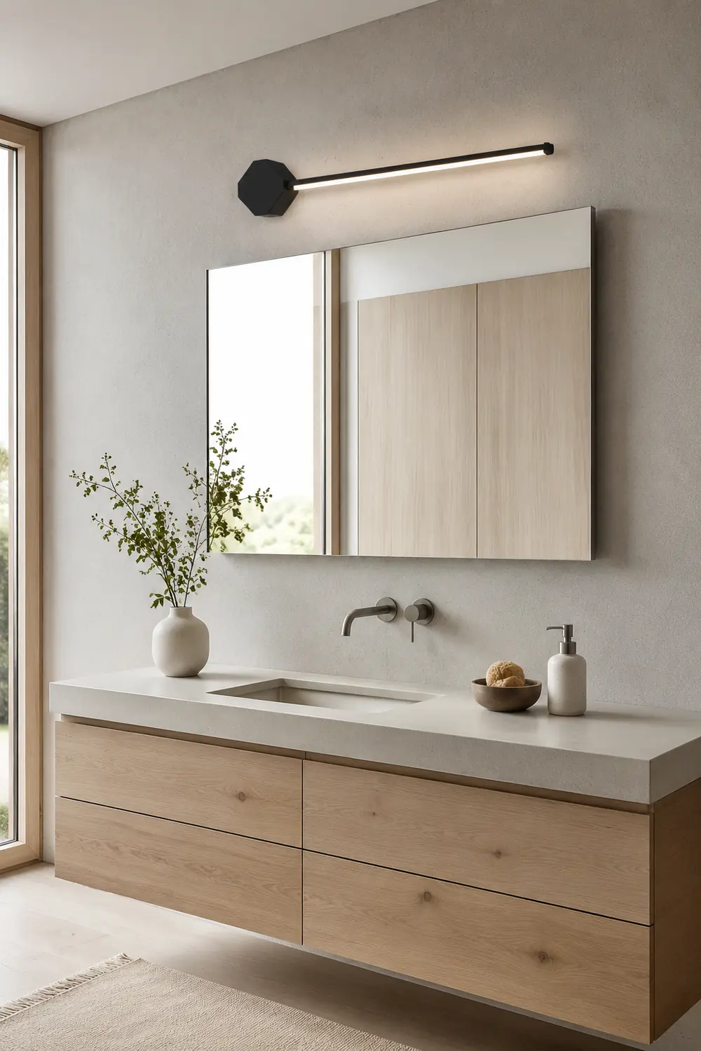 Edge Quadratische Lineare Spiegelfront Waschtisch-Wandleuchte, L 40/60/80CM - Lumpaz