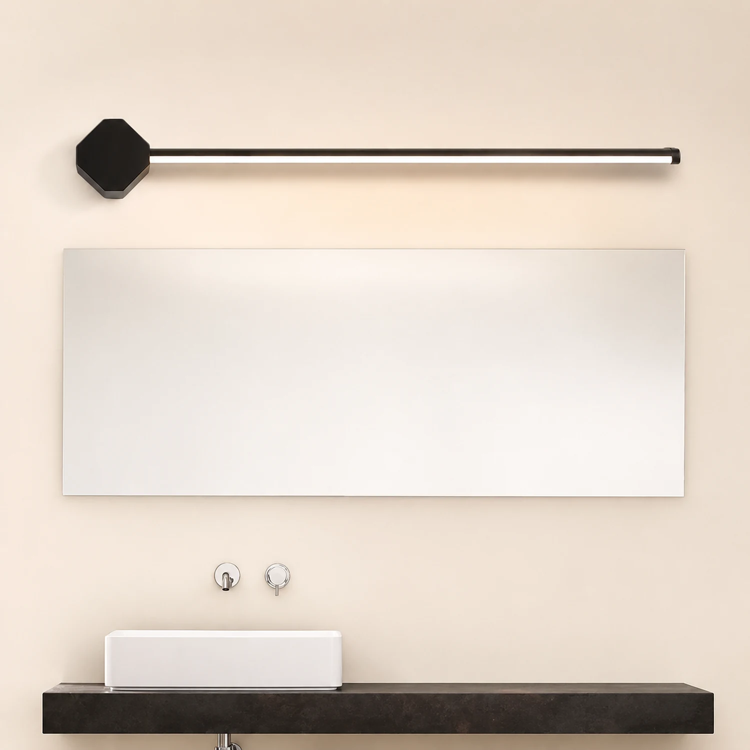 Edge Quadratische Lineare Spiegelfront Waschtisch-Wandleuchte, L 40/60/80CM - Lumpaz