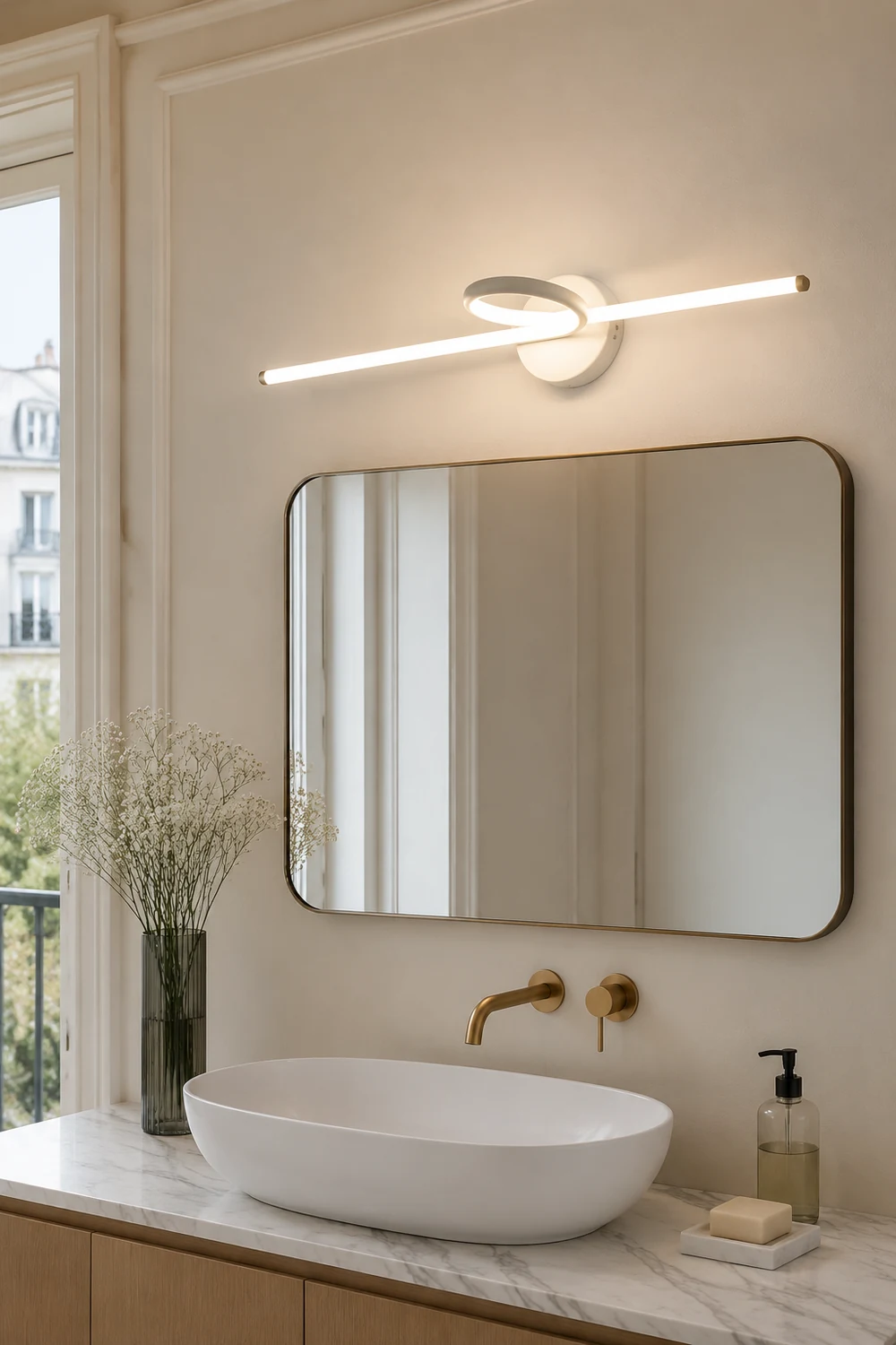 Leigh Spiegelfront Waschtisch-Wandleuchte, L 60/80CM - Lumpaz