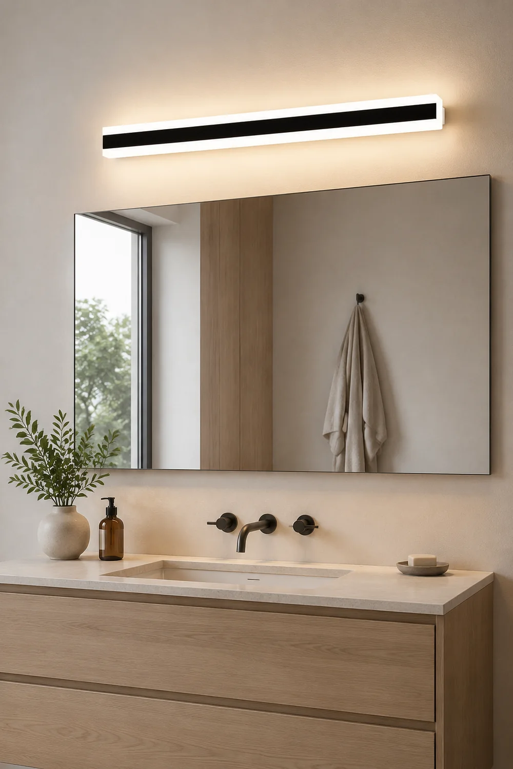 Edge Minimalist Linear Spiegelfront Waschtisch-Wandleuchte, L30/40/60/80/100CM - Lumpaz