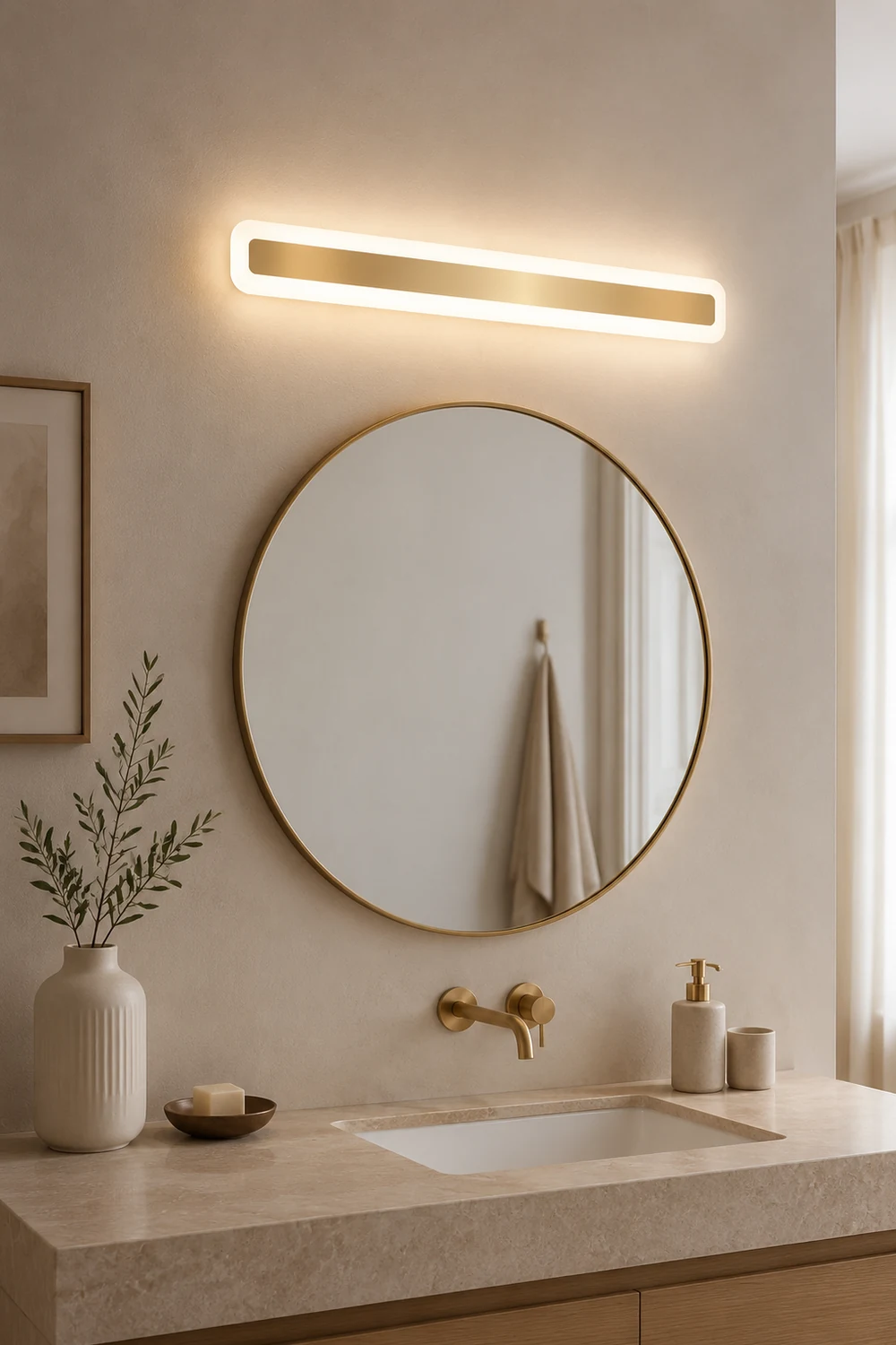 Leigh Quadratische Spiegelfront Waschtisch-Wandleuchte, L 40/60/80CM - Lumpaz