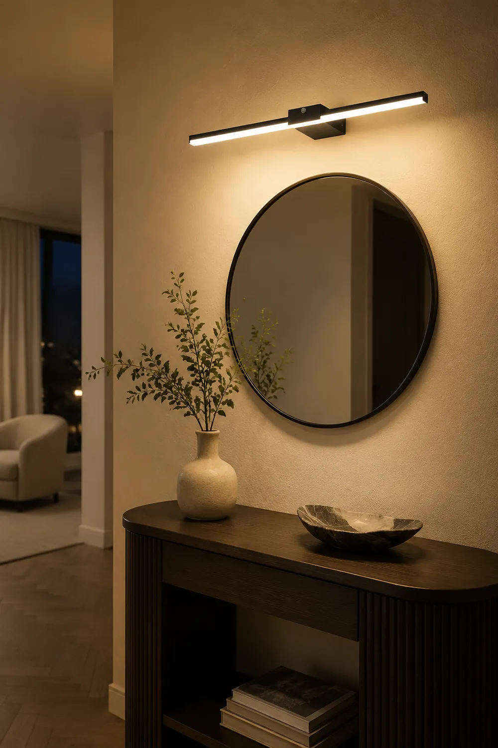 Edge Minimalistische Lineare Spiegelfront Waschtisch-Wandleuchte, L 40/60/80/100CM - Lumpaz