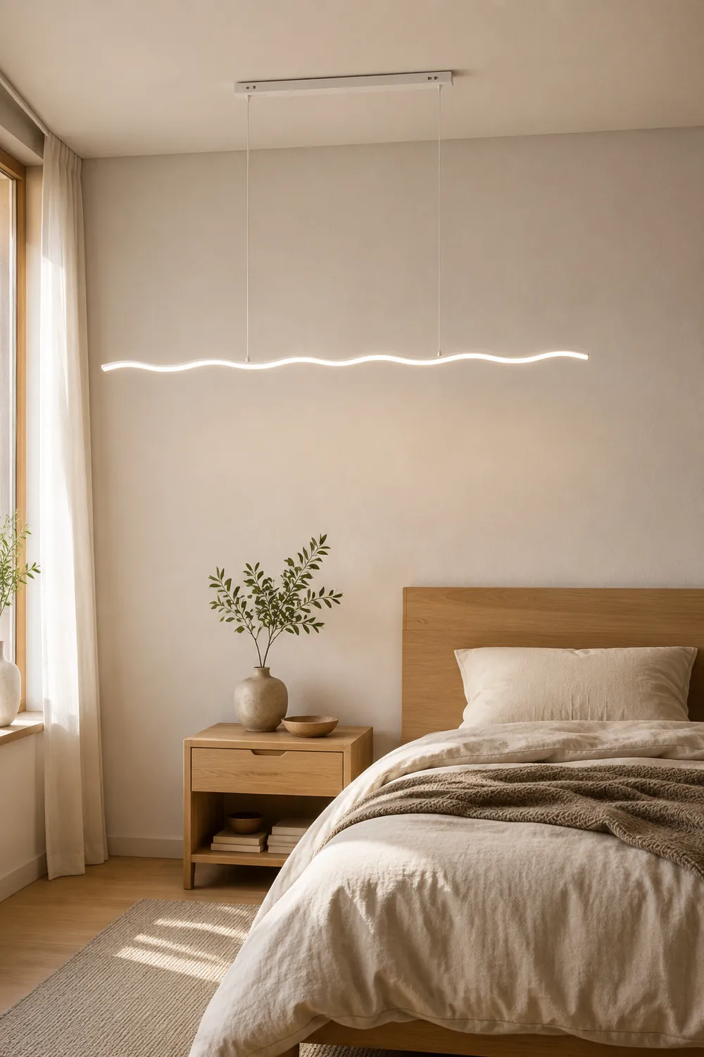Welle Lineare Pendelleuchte, L 80/100/120CM - Lumpaz