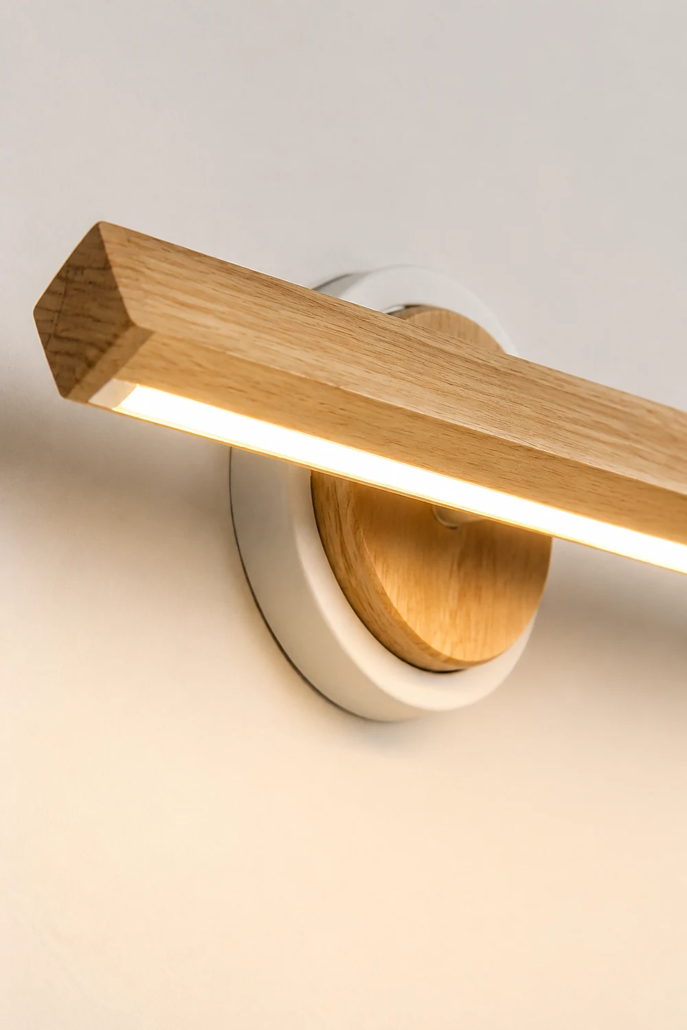 Ozawa Holz Spiegelfront Waschtisch-Wandleuchte, Linear & Kreis, 60CM Lang - Lumpaz