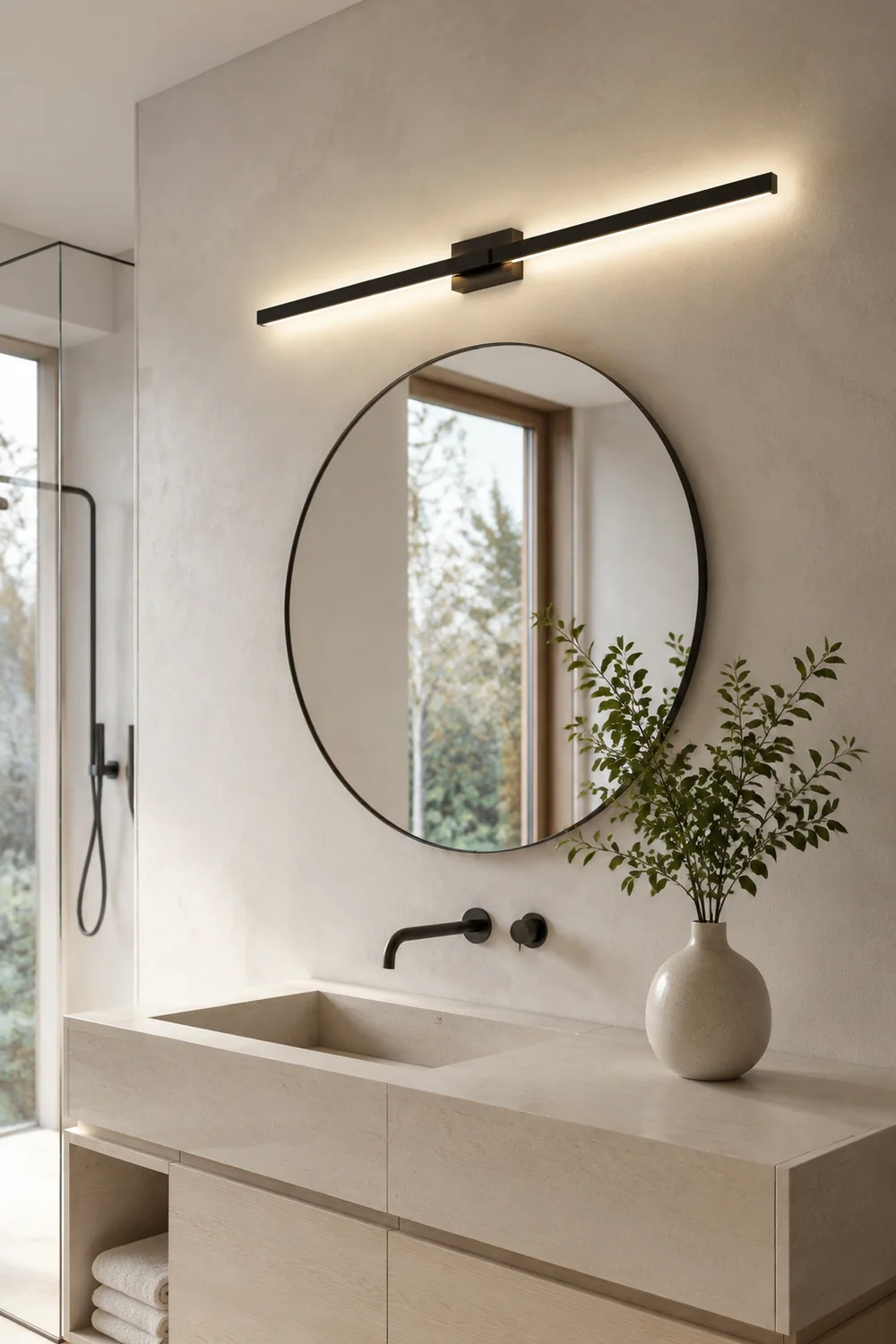 Leigh Spiegelfront Waschtisch-Wandlampe, L 60/100CM - Lumpaz