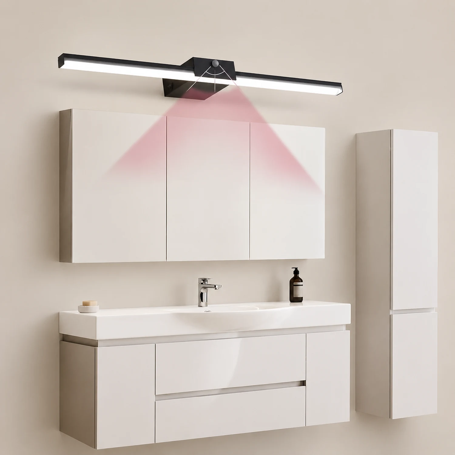 Edge Minimalistische Lineare Spiegelfront Waschtisch-Wandleuchte, L 40/60/80/100CM - Lumpaz
