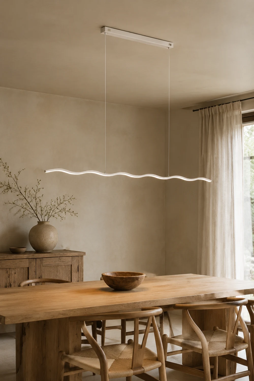 Welle Lineare Pendelleuchte, L 80/100/120CM - Lumpaz