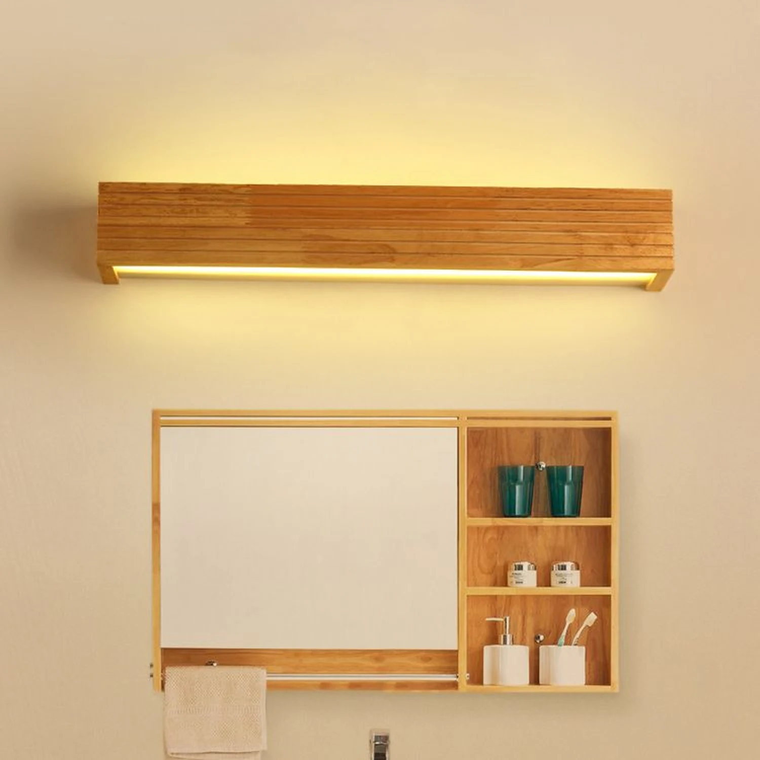 Ozawa Spiegelfront Waschtisch-Wandleuchte, L 35/45/55CM - Lumpaz