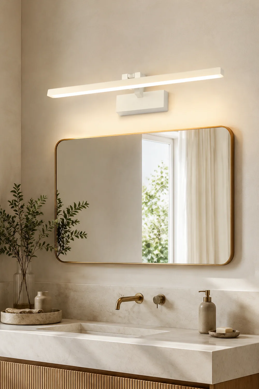 Leigh Spiegelfront Waschtisch-Wandleuchte, L40/50/60/70CM - Lumpaz