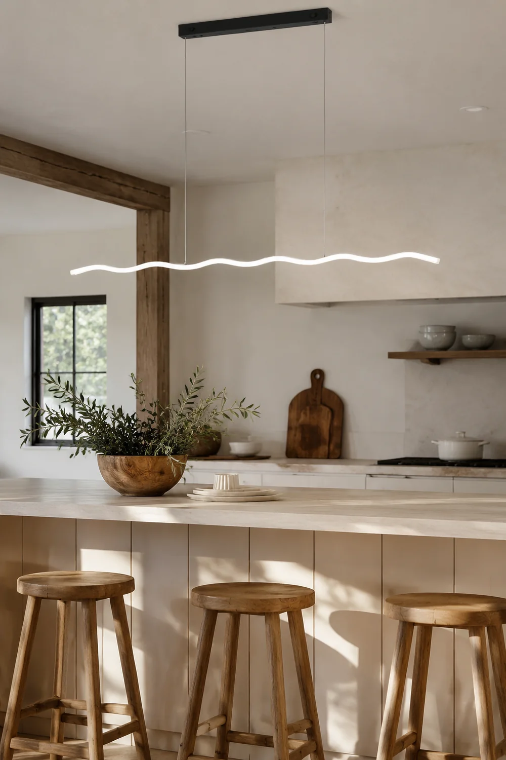 Welle Lineare Pendelleuchte, L 80/100/120CM - Lumpaz