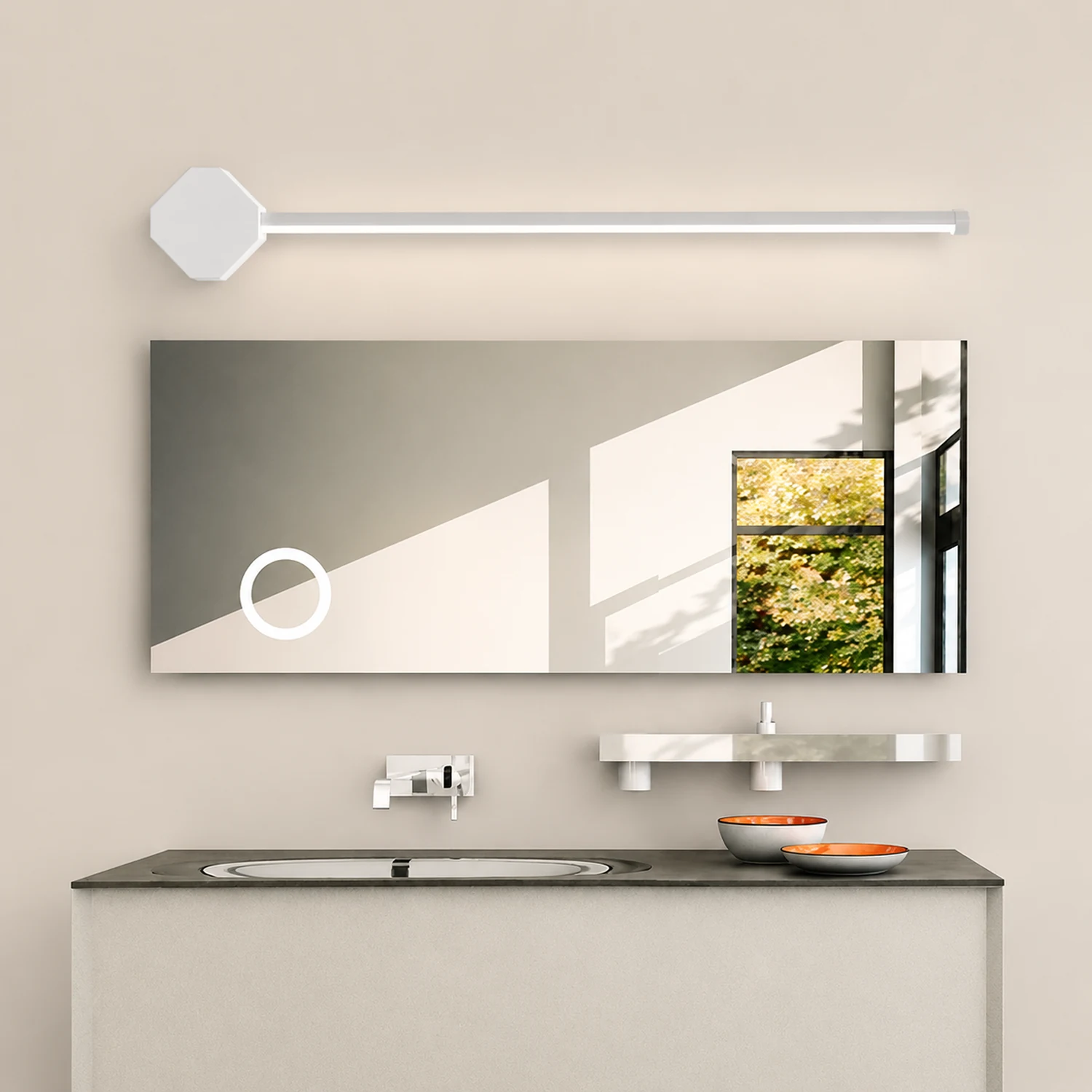 Edge Quadratische Lineare Spiegelfront Waschtisch-Wandleuchte, L 40/60/80CM - Lumpaz