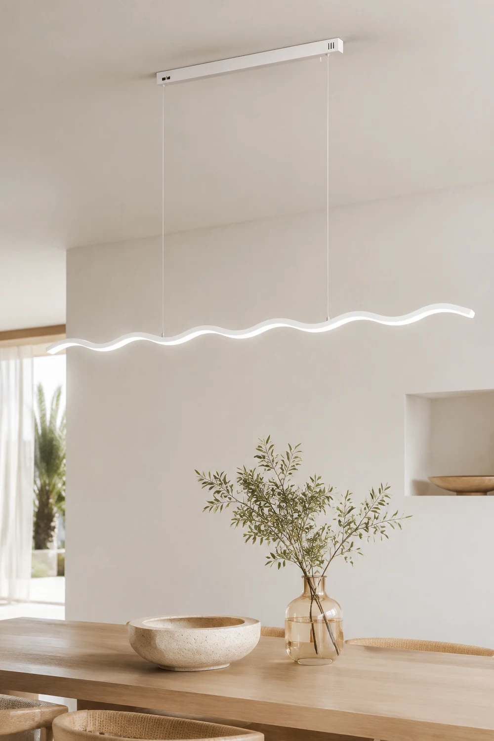 Welle Lineare Pendelleuchte, L 80/100/120CM - Lumpaz
