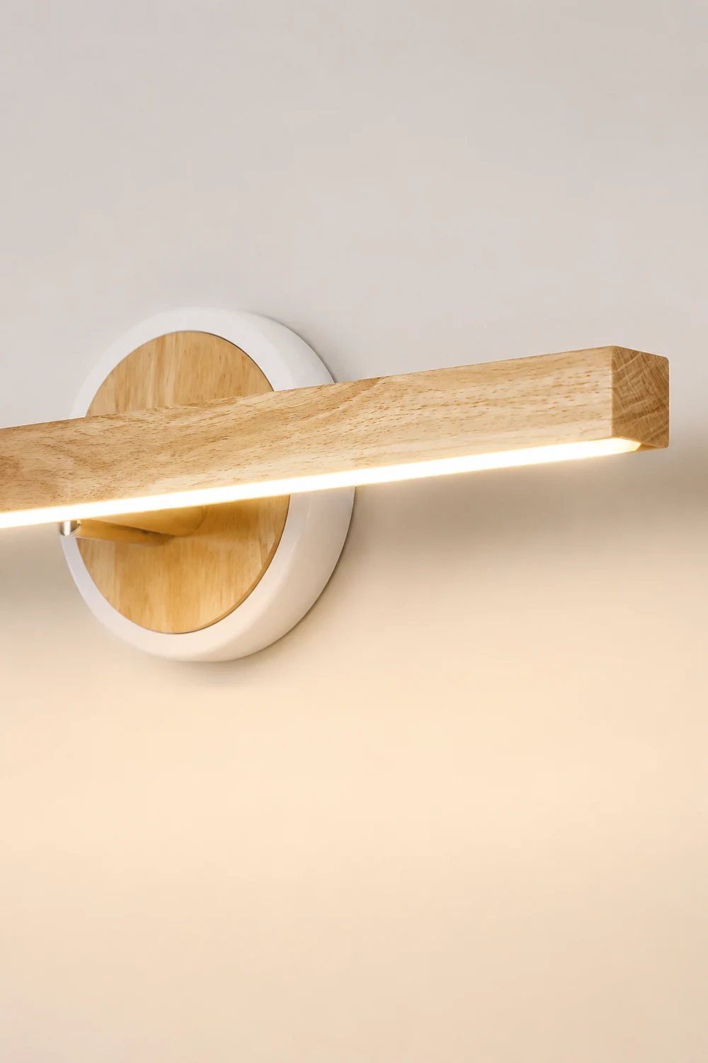 Ozawa Holz Spiegelfront Waschtisch-Wandleuchte, Linear & Kreis, 60CM Lang - Lumpaz