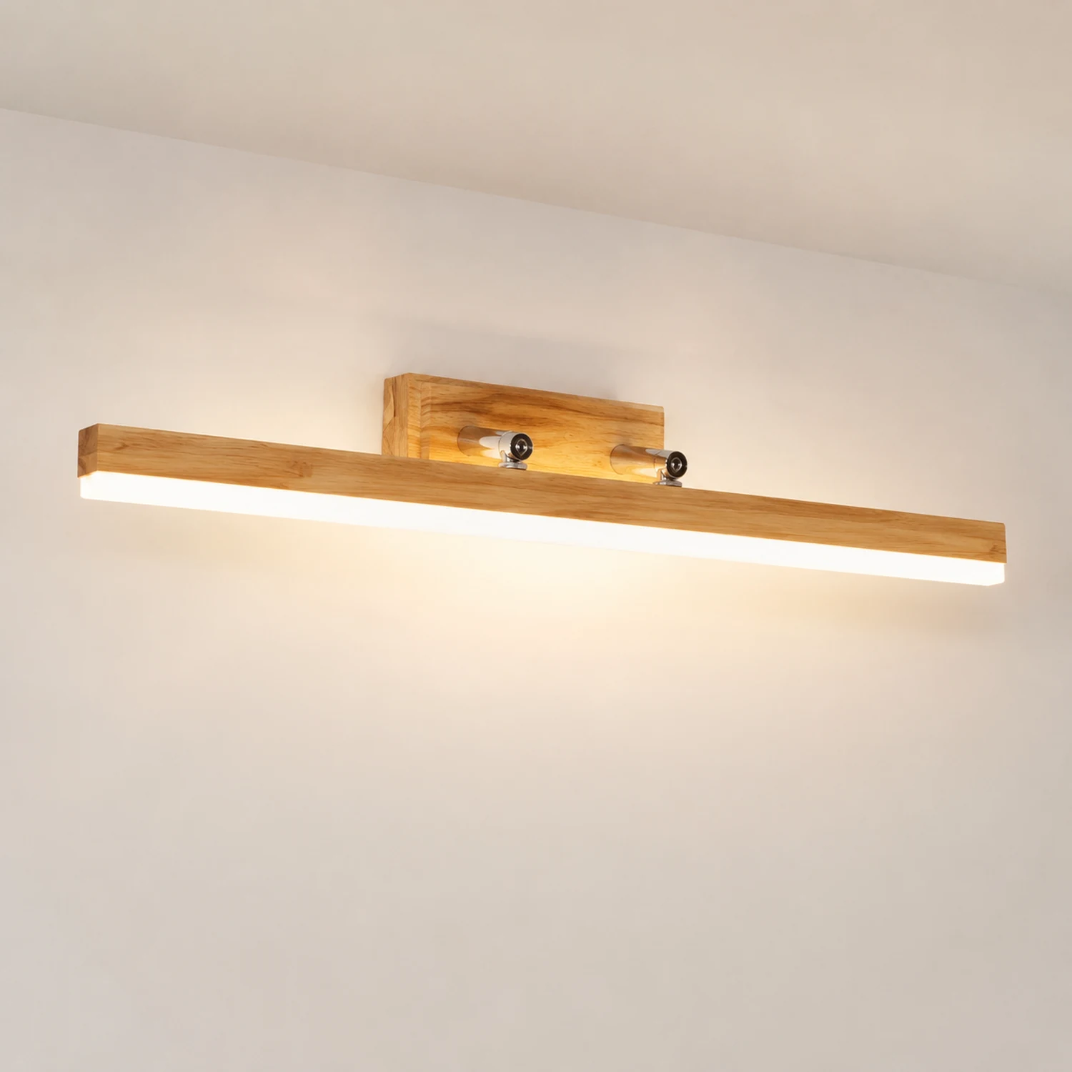 Ozawa Spiegelfront Eitelkeit Wandleuchte, Metall & Holz, L40/60/80/100CM - Lumpaz