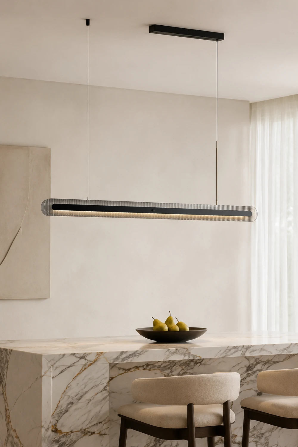 Evette Schwarze Pendelleuchte, L 100/120/140CM - Lumpaz